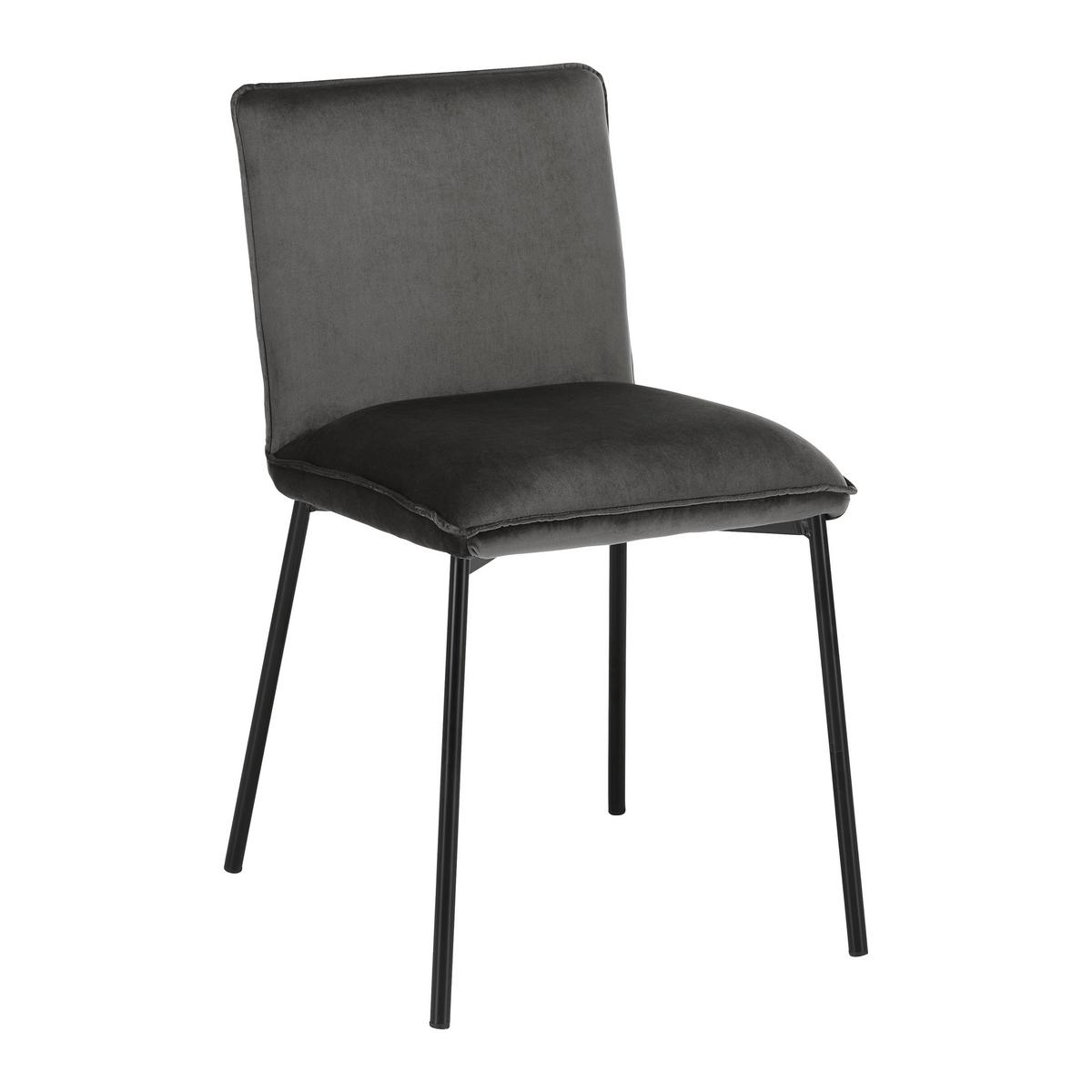 Stuhl Darla Dunkelgrau Velours Gepolstert - Dunkelgrau/Schwarz, MODERN, Holz/Textil (49/81/55cm) - Bessagi Home