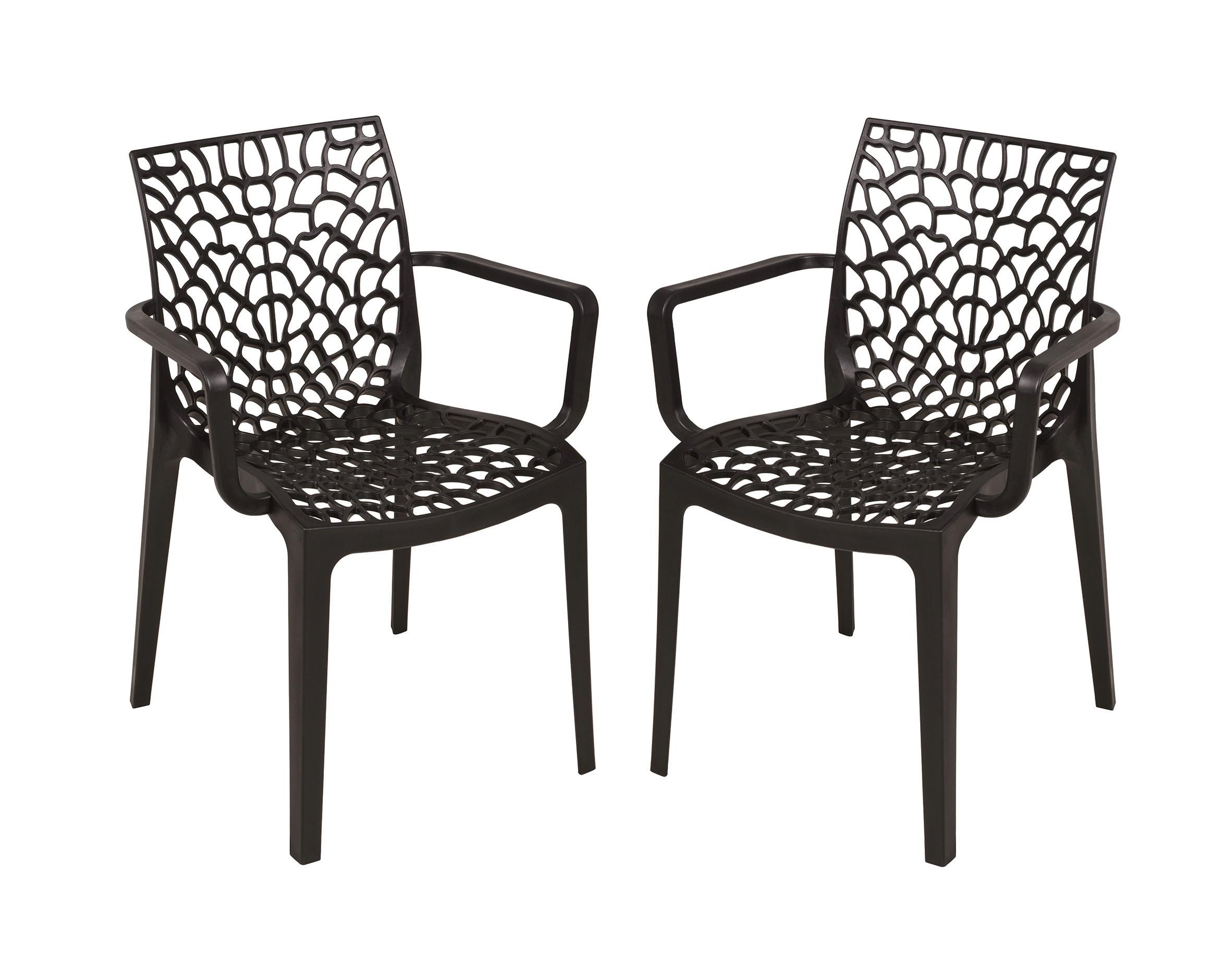 GARTENSTUHL-SET STUHL CALVERA,SCHWARZ, 2ER SET - Schwarz, MODERN, Kunststoff (58/81/52cm) - Gardenson