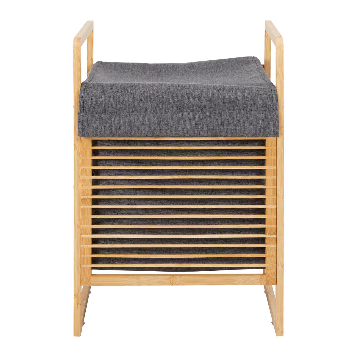 Szennyestartó Elija - sötétszürke, Modern, textil/fa (40/35/61cm) - Bessagi Home