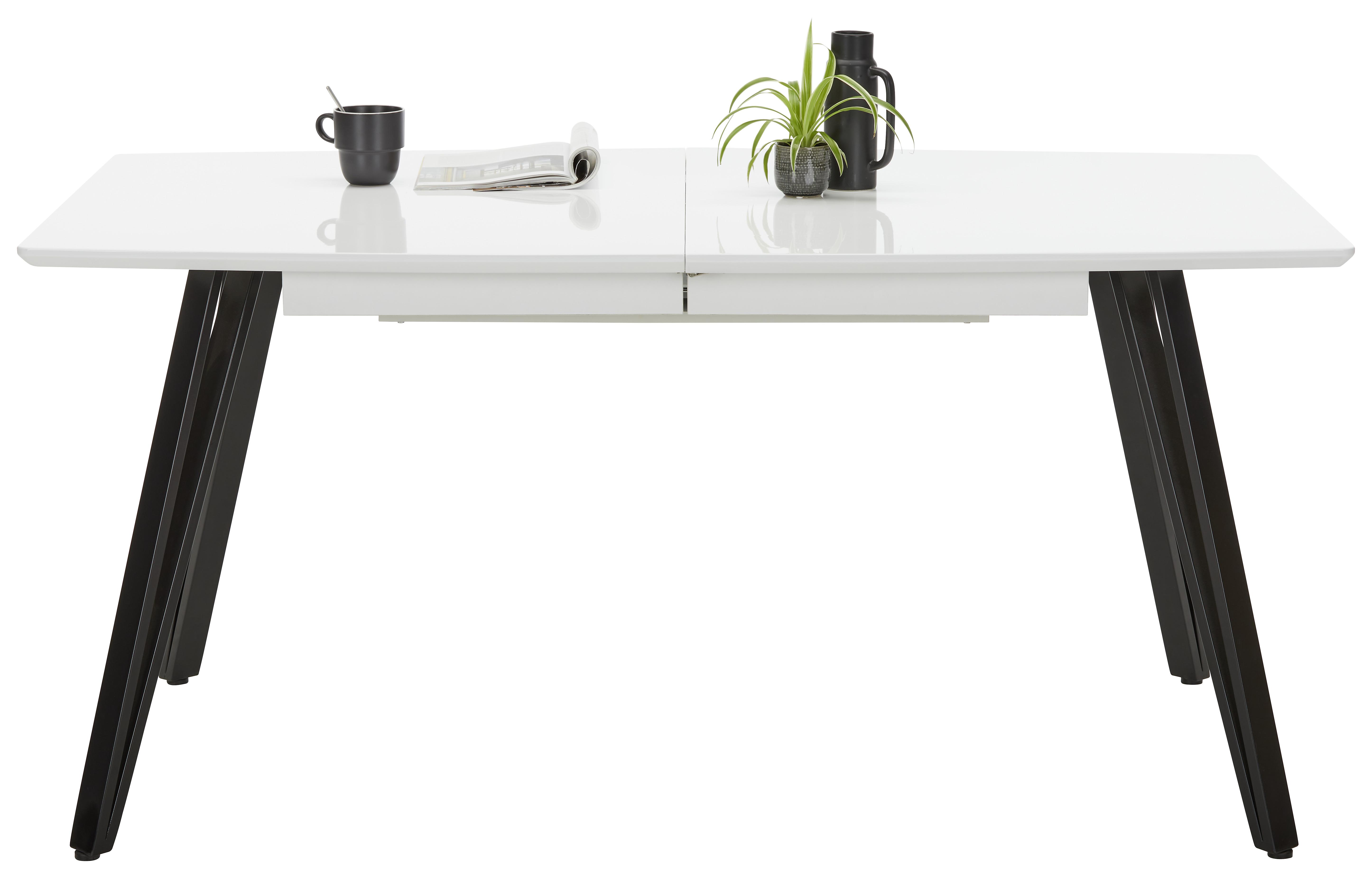 Masa extensibila ISABELLE - alb/negru, Modern, metal/material pe bază de lemn (160-240/90/76cm) - Mömax