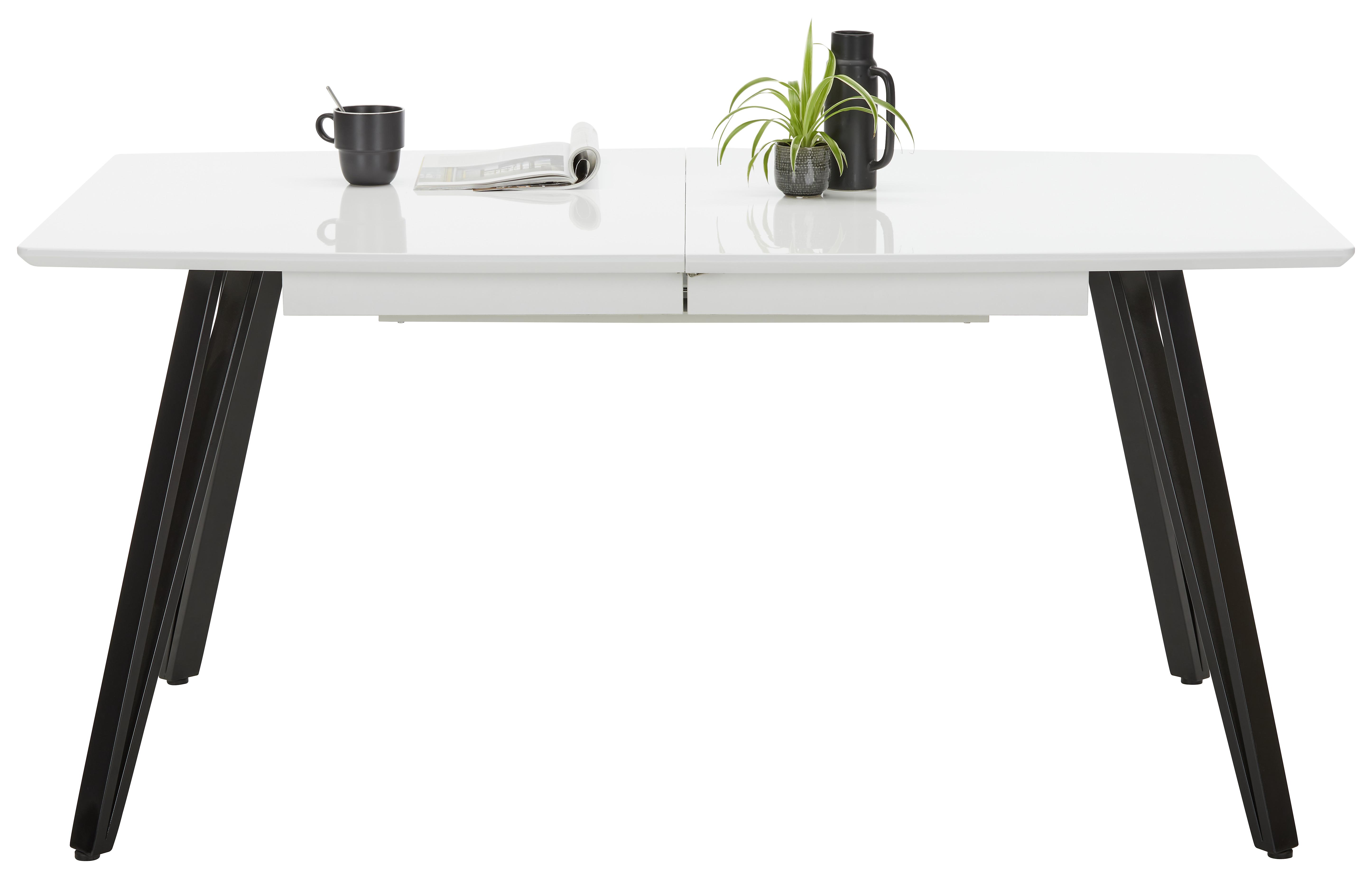 Kihúzható Asztal Isabelle - Fehér/Fekete, modern, Faalapú anyag/Fém (160-240/90/76cm) - Modern Living
