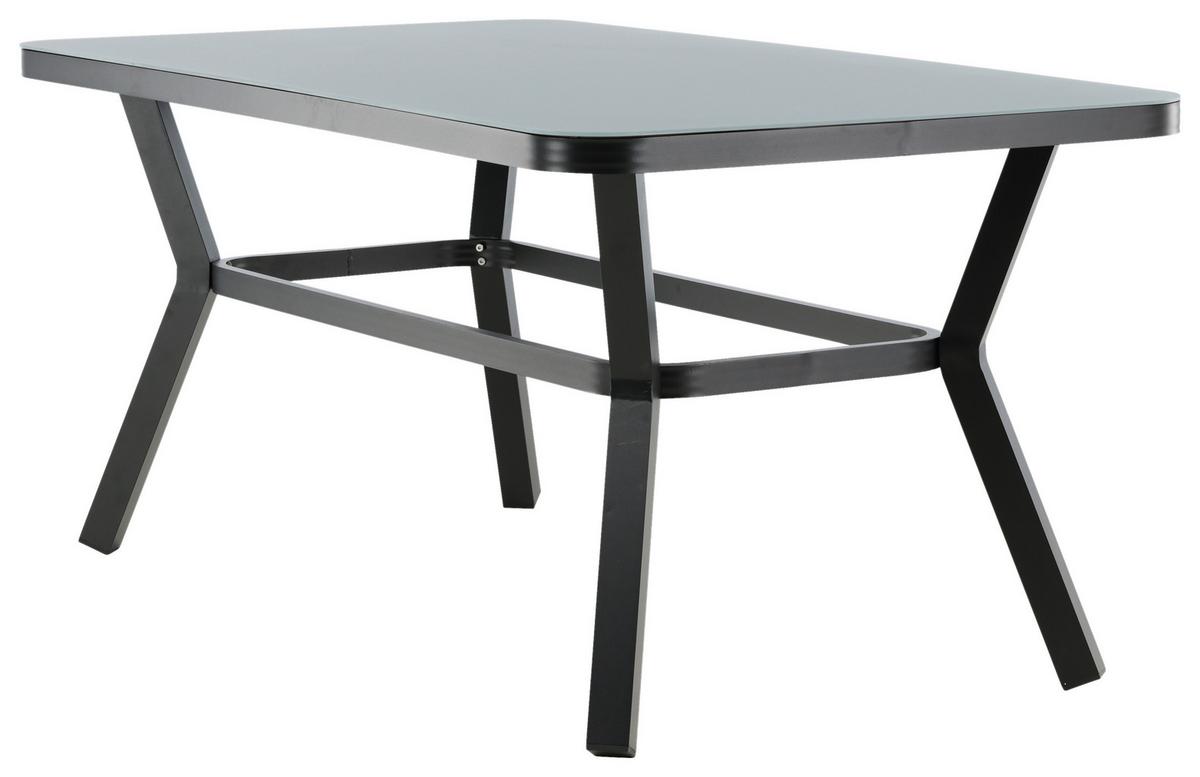 GARTENTISCH VIRYA - Schwarz/Grau, KONVENTIONELL, Glas/Metall (160/90/74cm) - Gardenson