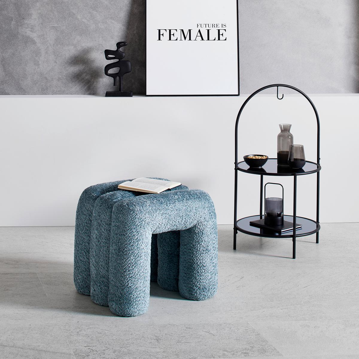 Hocker Nala Blau - Blau, MODERN, Holzwerkstoff/Textil (44/43/42cm) - Premium Living