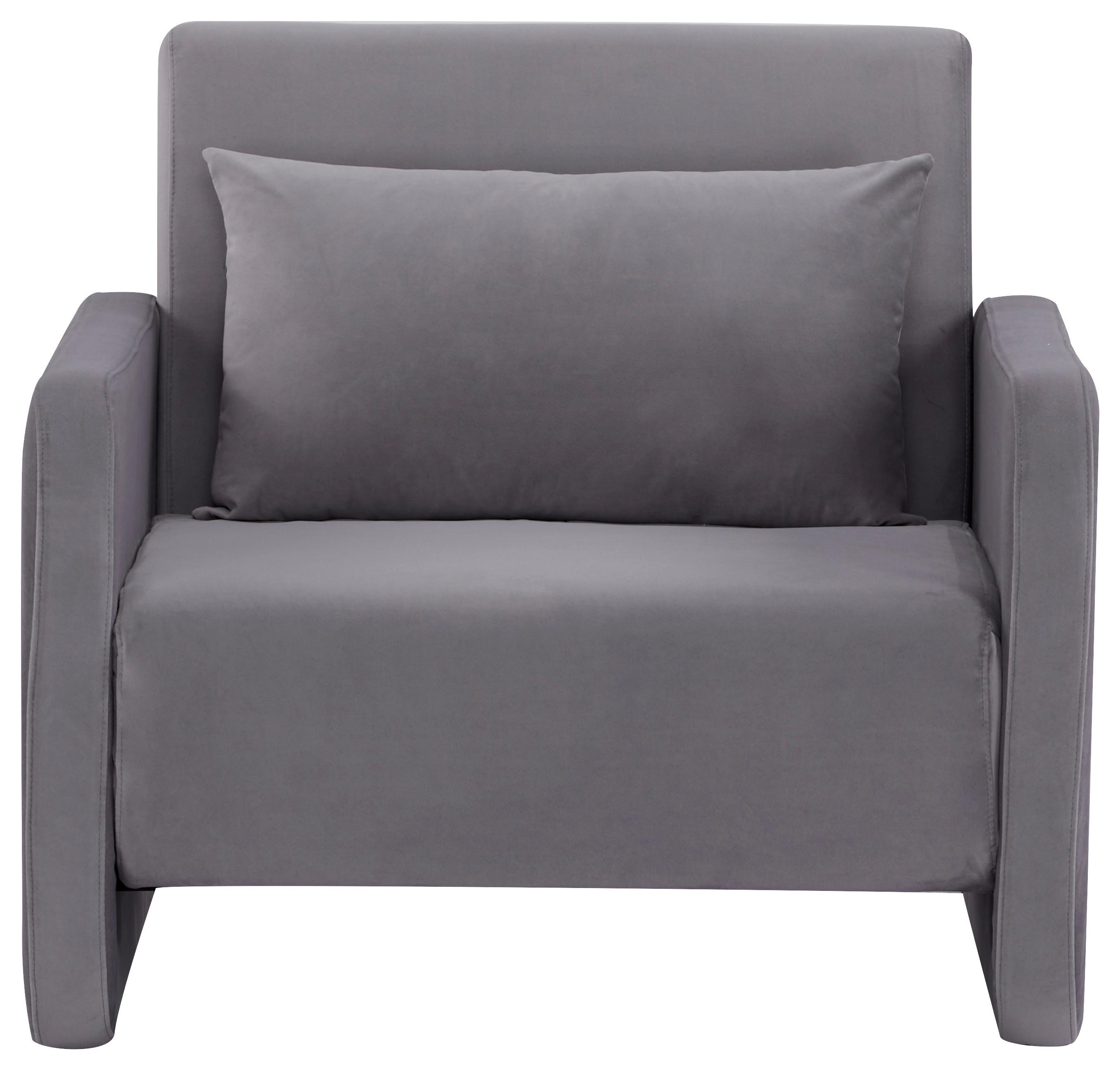 Naslanjač York, Siva, Žamet, Ležišče - siva/črna, Design, umetna masa/tekstil (93/83/85cm) - Modern Living