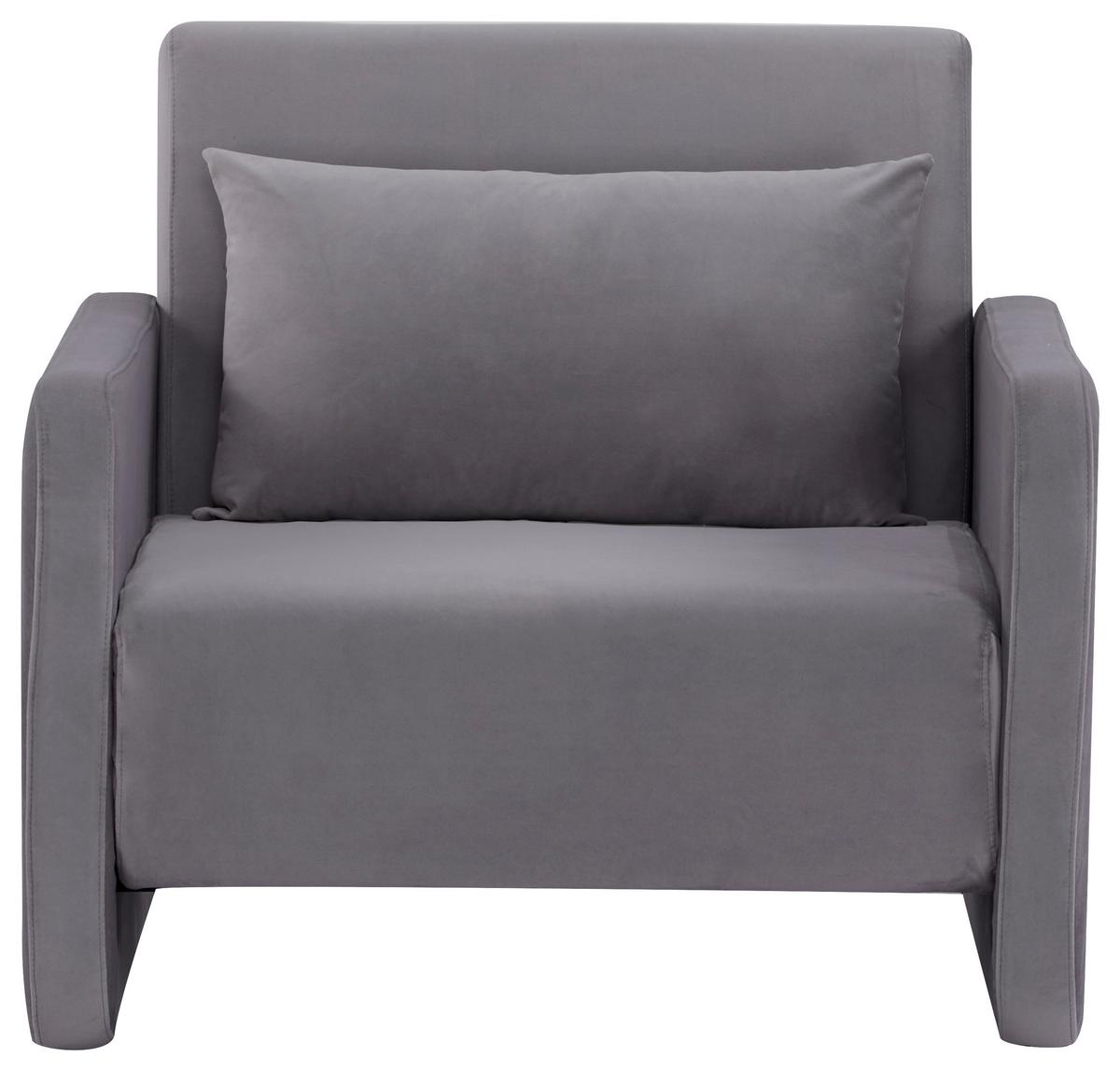 Naslanjač York, Siva, Žamet, Ležišče - siva/črna, Design, umetna masa/tekstil (93/83/85cm) - Modern Living