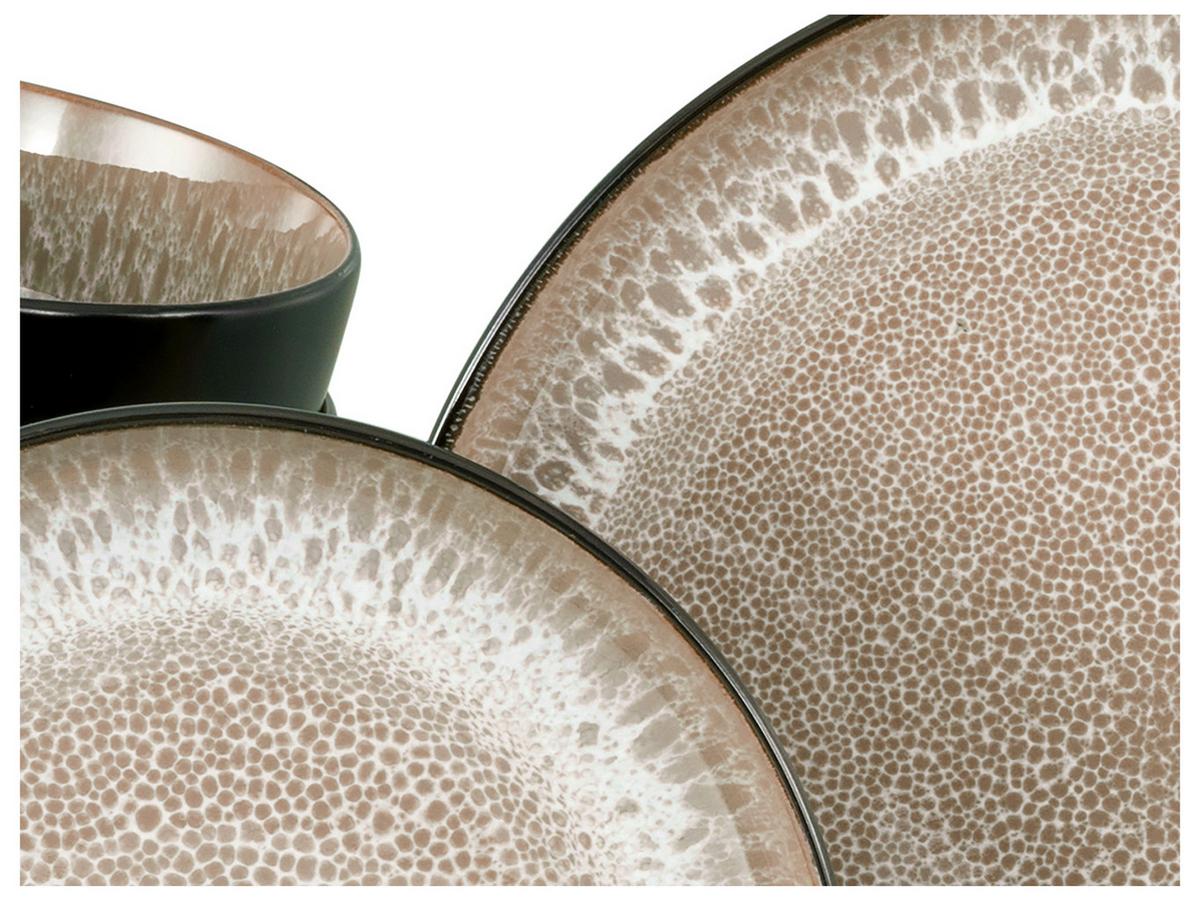 Jedilni Servis Nordic Fjord Beige, 16-Delni - črna/bež, Basics, keramika - Creatable