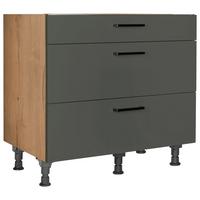 Kochfeldumbauschrank Easytouch Grün - Eichefarben/Schwarz, MODERN, Holzwerkstoff/Metall (90,0/87,0/56,0cm) - Nobilia