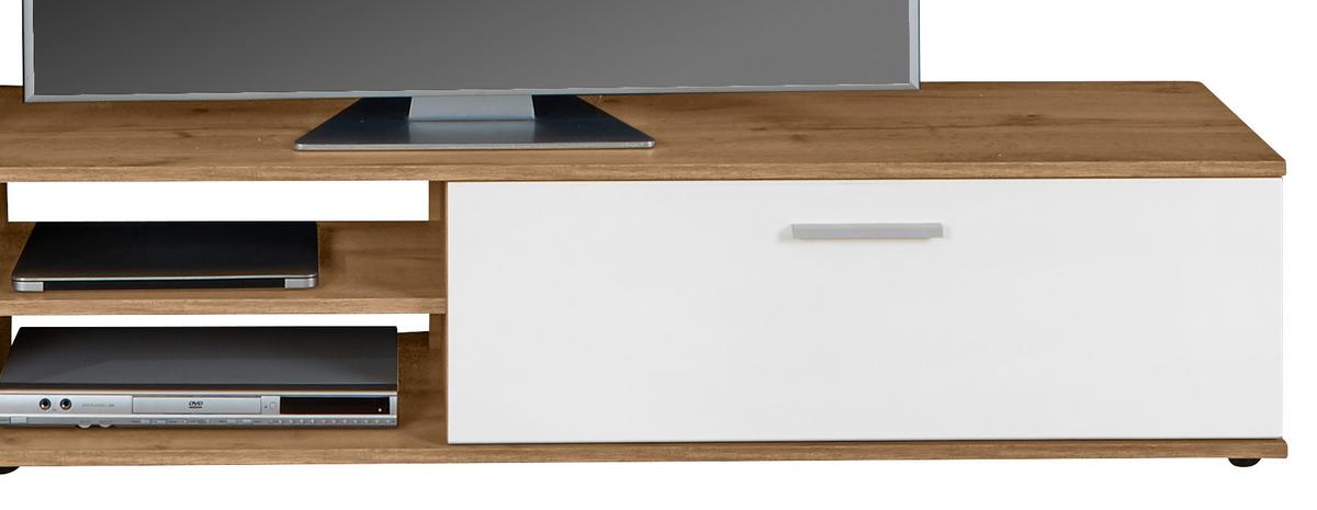 Dnevni Regal Lido, Barva Hrasta, Bela, Led - barve kroma/črna, Moderno, umetna masa/steklo (235/190/38cm) - Mömax