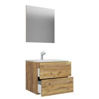Kopalnica Badinos, Hrast - bela/barve aluminija, Moderno, kovina/leseni material (60cm) - MID.YOU
