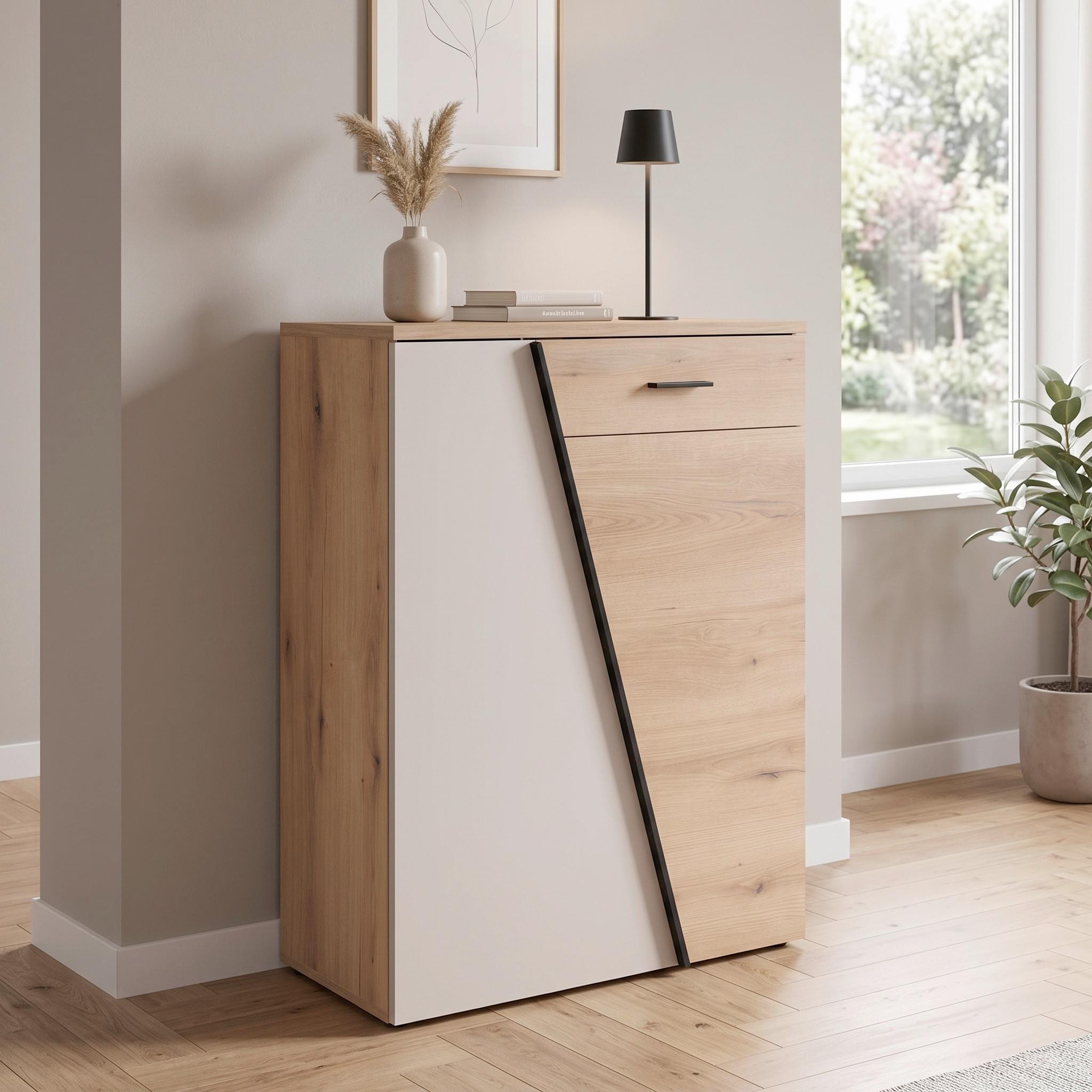 Komoda Venedig New - boja hroma/kašmir, Moderno, pločasti materijal/plastika (80/110/40cm) - Modern Living