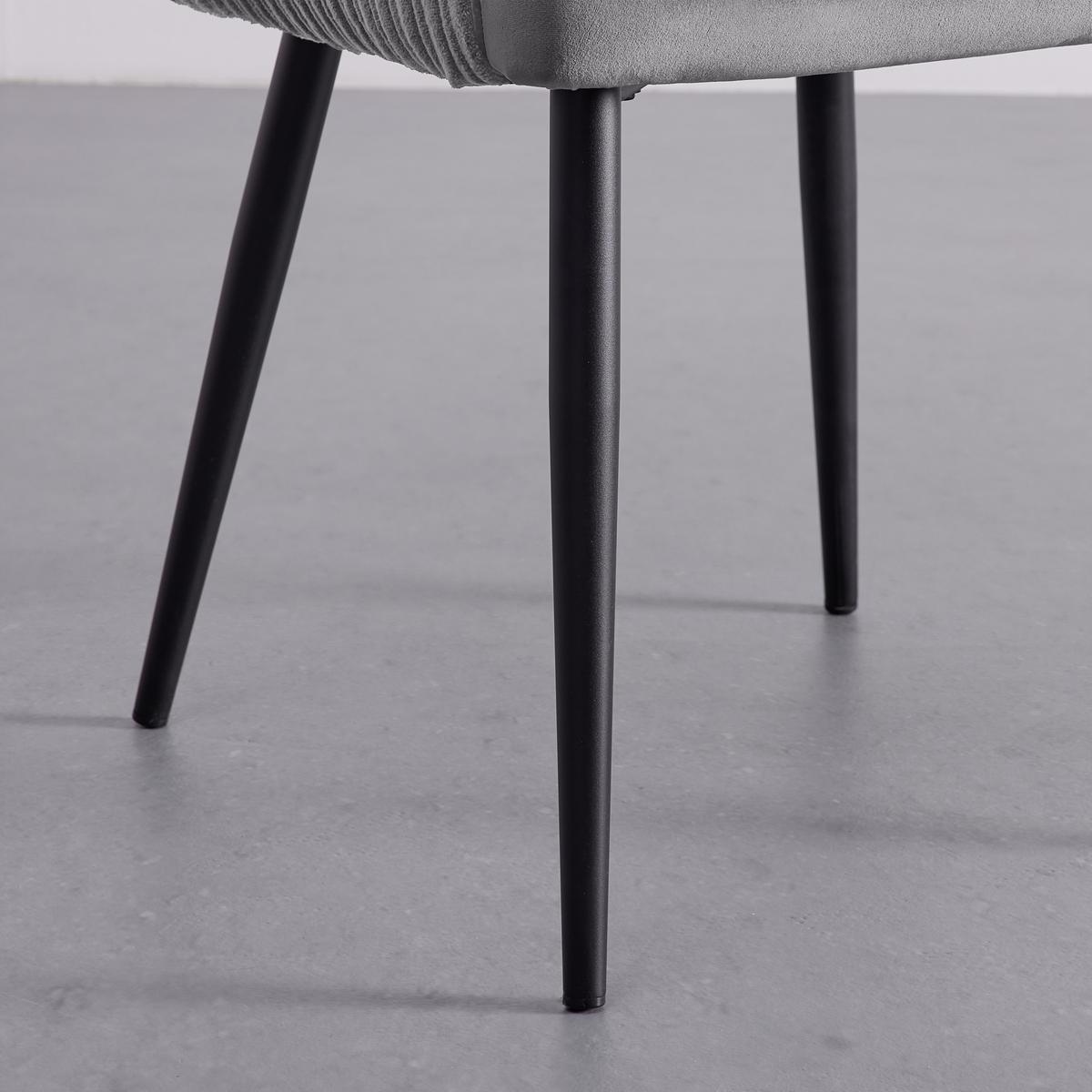 Armlehnstuhl Caria Hellgrau Samt Gepolstert - Hellgrau/Schwarz, MODERN, Holz/Textil (57/89/60cm) - Bessagi Home