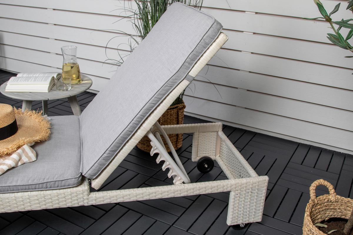 Sonnenliege London ca. 60x32x196 cm Weiß - Weiß, KONVENTIONELL, Kunststoff (60/32/196cm) - Gardenson