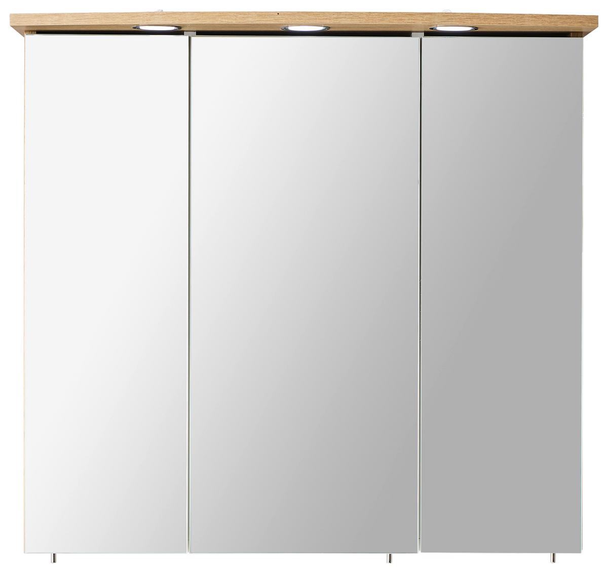 SZAFKA Z LUSTREM PAULA - kolor dębowy/kolor chromowy, Konventionell, materiał drewnopochodny/metal (75/72/20cm) - Xora