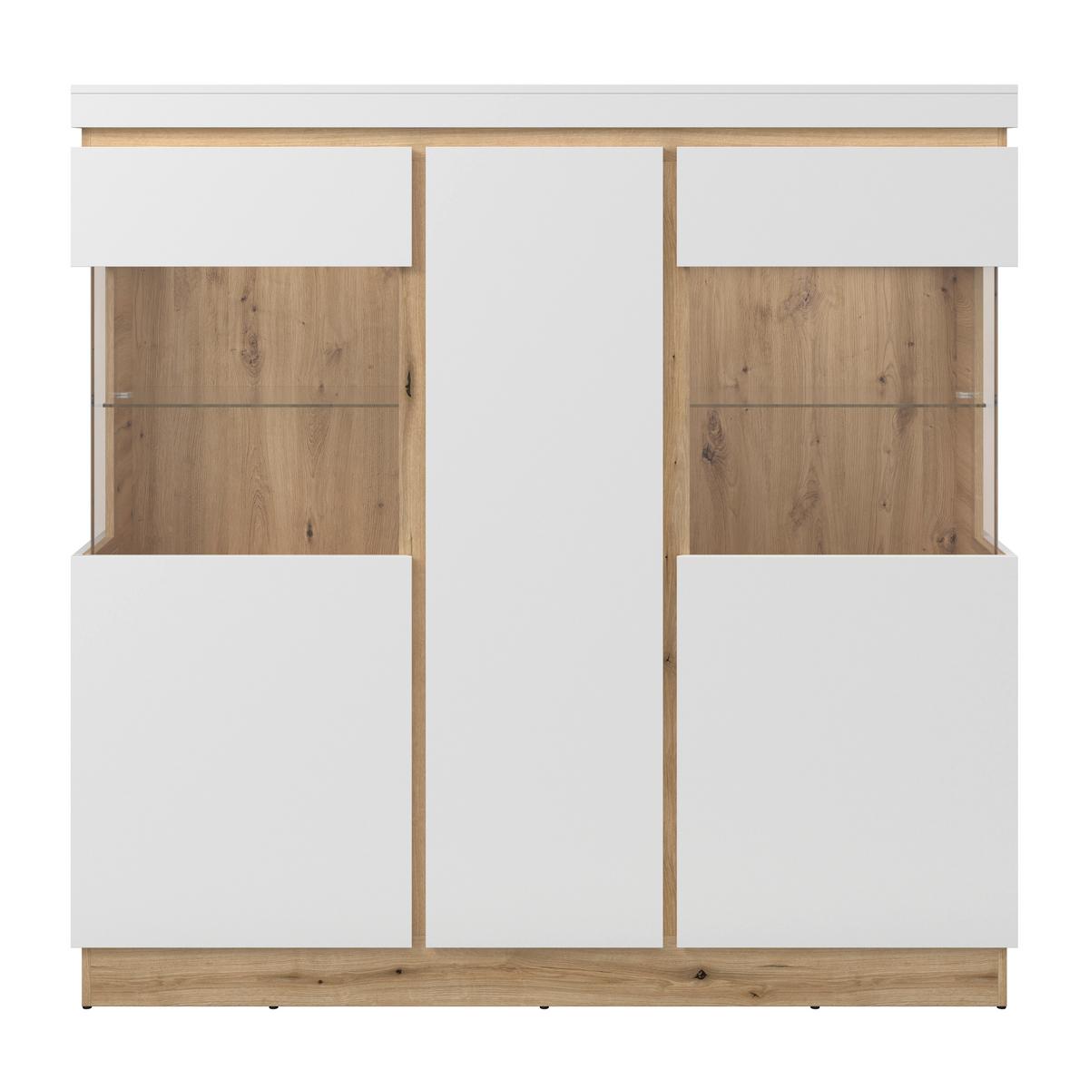 Vitrina Calabria - barve hrasta/bela, Trend, umetna masa/steklo (166,8/163/40cm)