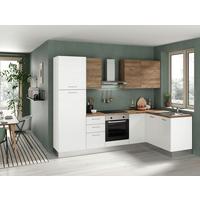 Eckküche Dafne m. Geräte ca. 270x165cm Weiß - Eichefarben/Magnolie, LIFESTYLE, Holzwerkstoff/Kunststoff (270/165cm) - MID.YOU