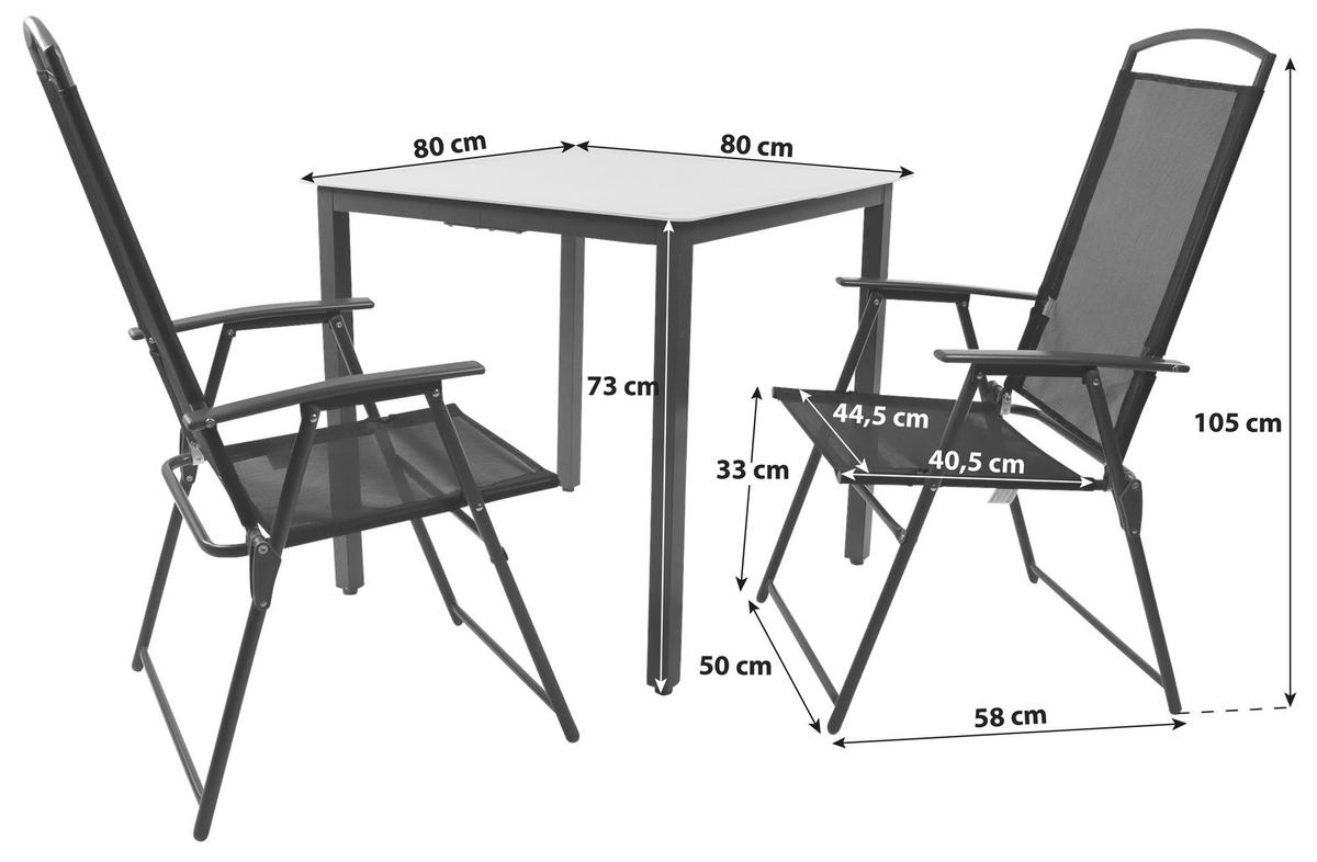 Gartentischgruppe Anthrazit 5-teilig - Anthrazit, Basics, Glas/Textil - Gardenson