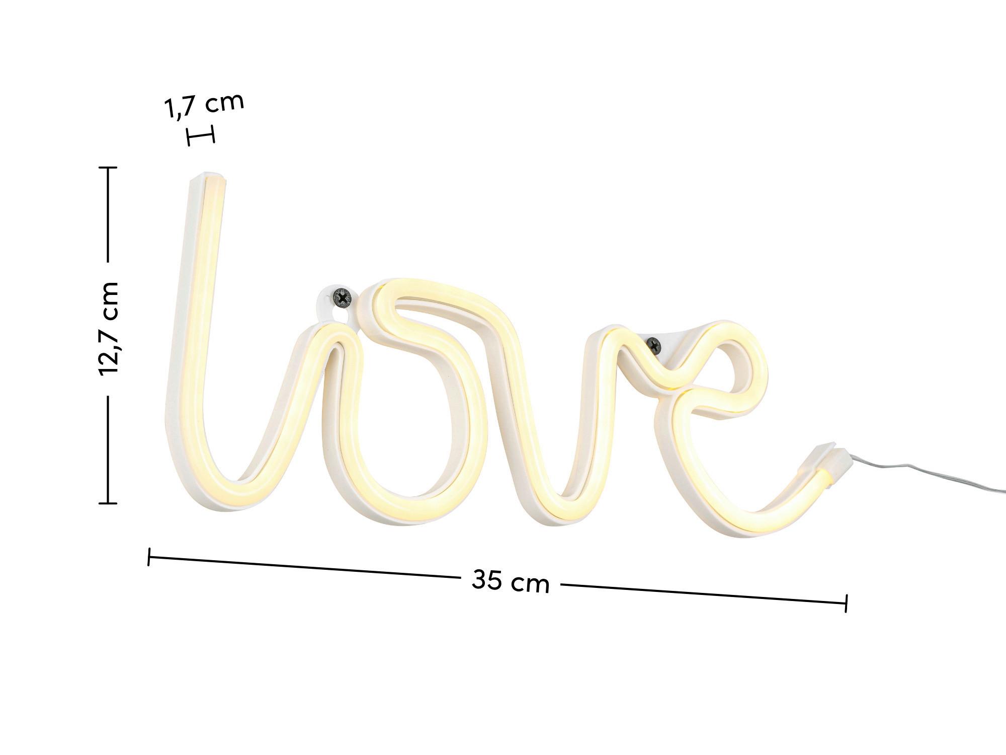 LED-Dekoleuchte Liebes Weiß max. 1,2 Watt - Weiß, KONVENTIONELL, Kunststoff (35/12,7/1,7cm) - Mömax
