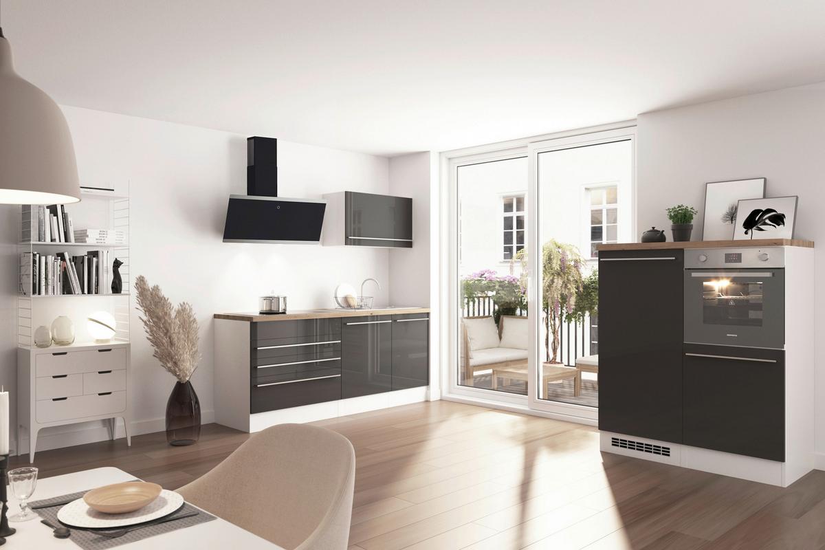 Kuhinjski Blok Z Aparati Gabriel, 320cm - barve nerjavečega jekla/siva, Design, umetna masa/leseni material (320cm) - Respekta