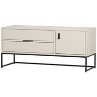 Lowboard Silas Hellgrau - Hellgrau/Schwarz, Design, Leder/Holz (120/55/44cm) - Livetastic