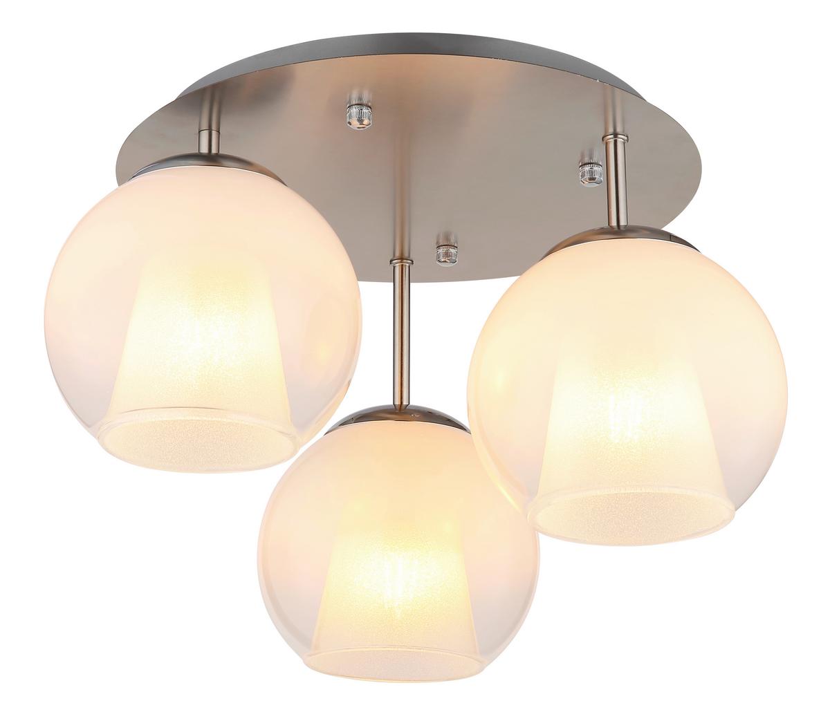 Stropna Svjetiljka Barry - bijela/boje nikla, Basics, staklo/metal (41/28.5cm) - Globo