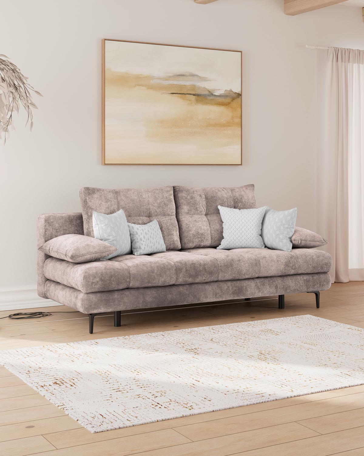 Trosjed Perla - ružičasta/crna, Konvencionalno, tekstil/metal (203/94/96cm)