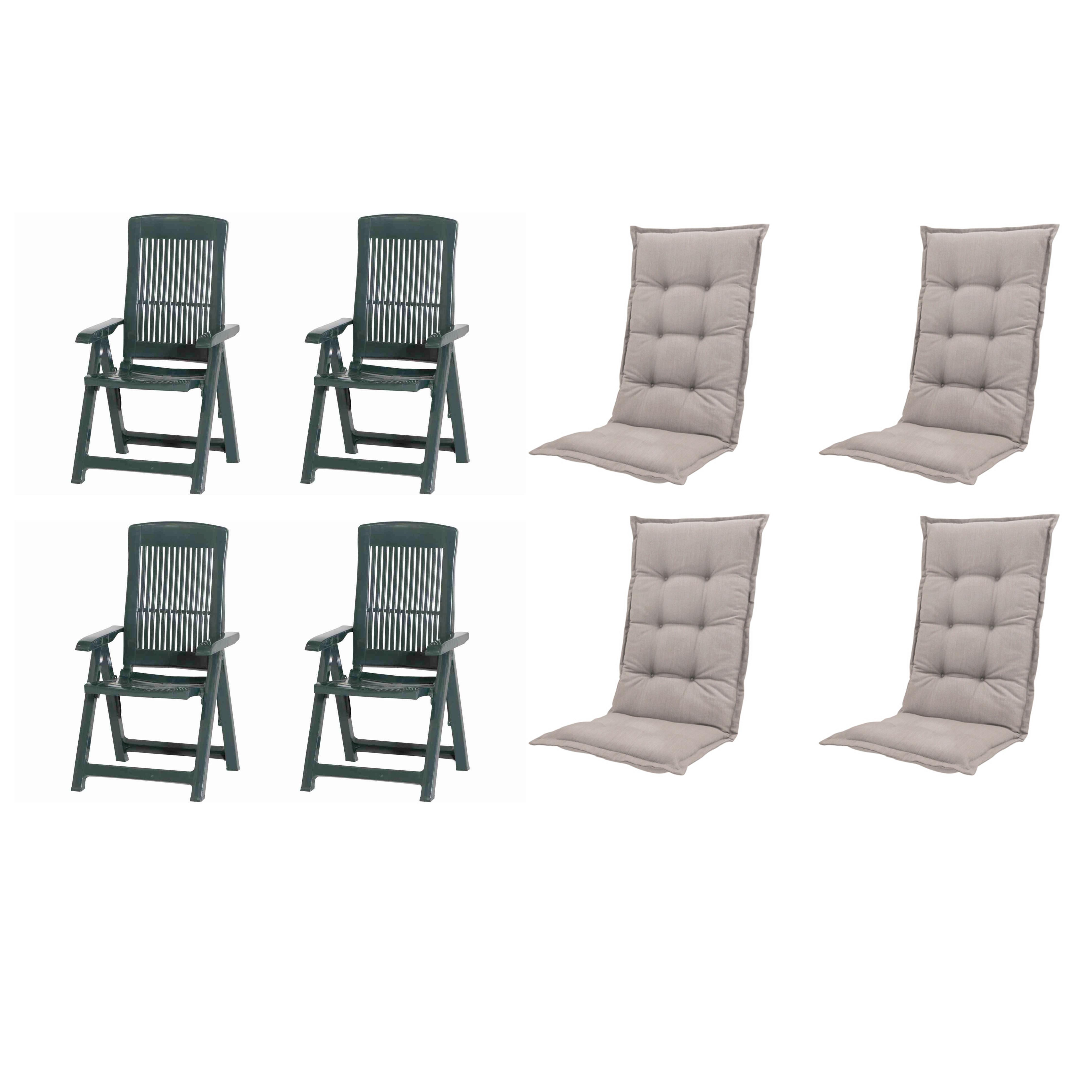 Gartenstuhl-Set Tampa 8-tlg. Grün/Taupe - Taupe/Grün, MODERN, Kunststoff/Textil (44/111/50cm) - Gardenson