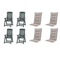 Gartenstuhl-Set Tampa 8-tlg. Grün/Taupe - Taupe/Grün, MODERN, Kunststoff/Textil (44/111/50cm) - Gardenson