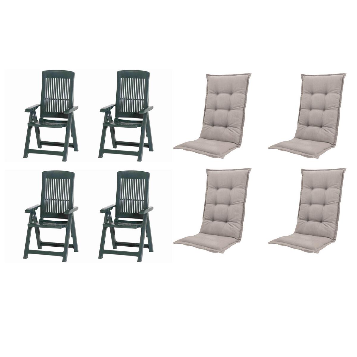 Gartenstuhl-Set Tampa 8-tlg. Grün/Taupe - Taupe/Grün, MODERN, Kunststoff/Textil (44/111/50cm) - Gardenson