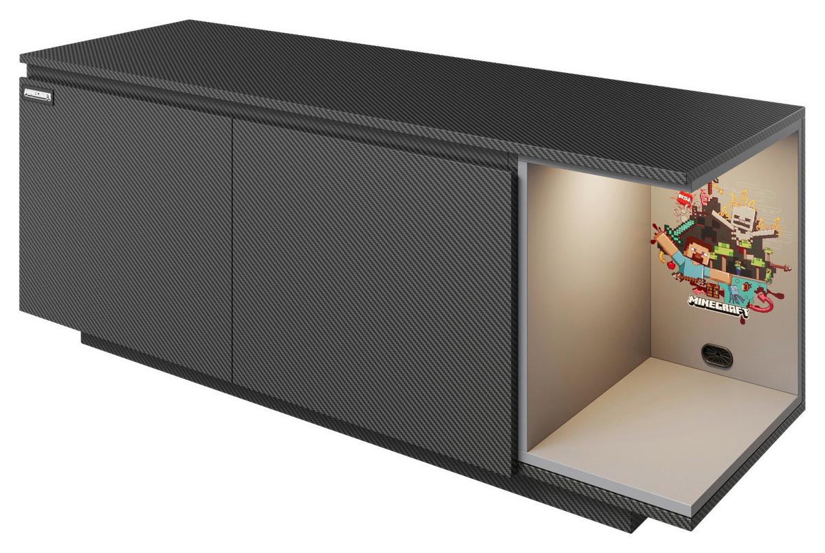 Lowboard Minecraft ca. 125x50x39 cm Schwarz - Schwarz, MODERN, Holzwerkstoff (125/50/39cm) - Minecraft