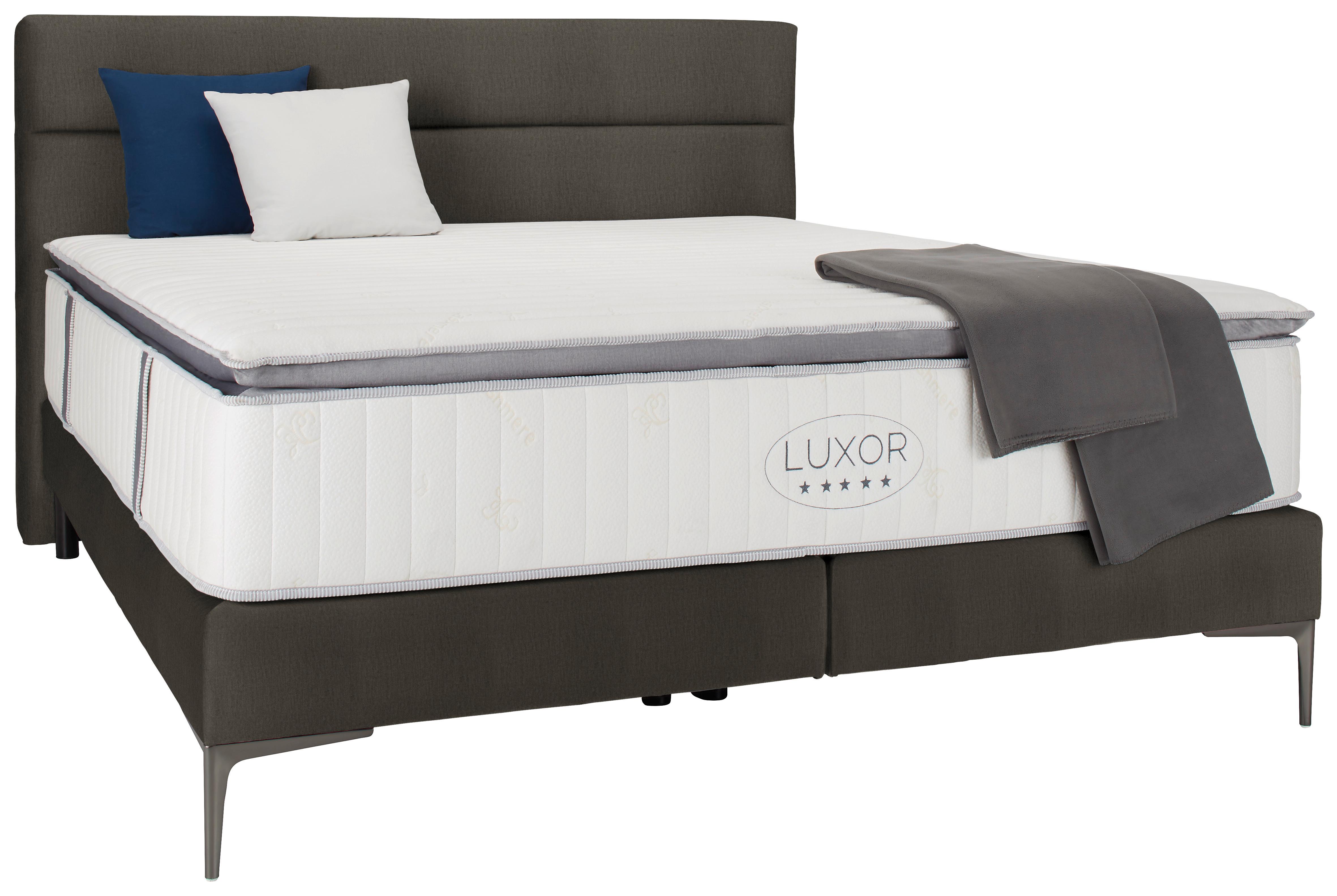 Boxspringbett ca. 180x200cm - Schwarz/Braun, KONVENTIONELL, Holz/Holzwerkstoff (180/200cm) - Premium Living