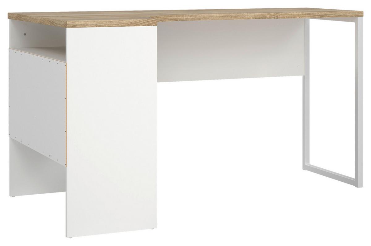 Kotna Pisalna Miza Function Plus I, Bela, Barva Hrasta - barve hrasta/bela, Moderno, kovina/leseni material (145,1/81/76,8cm) - MID.YOU