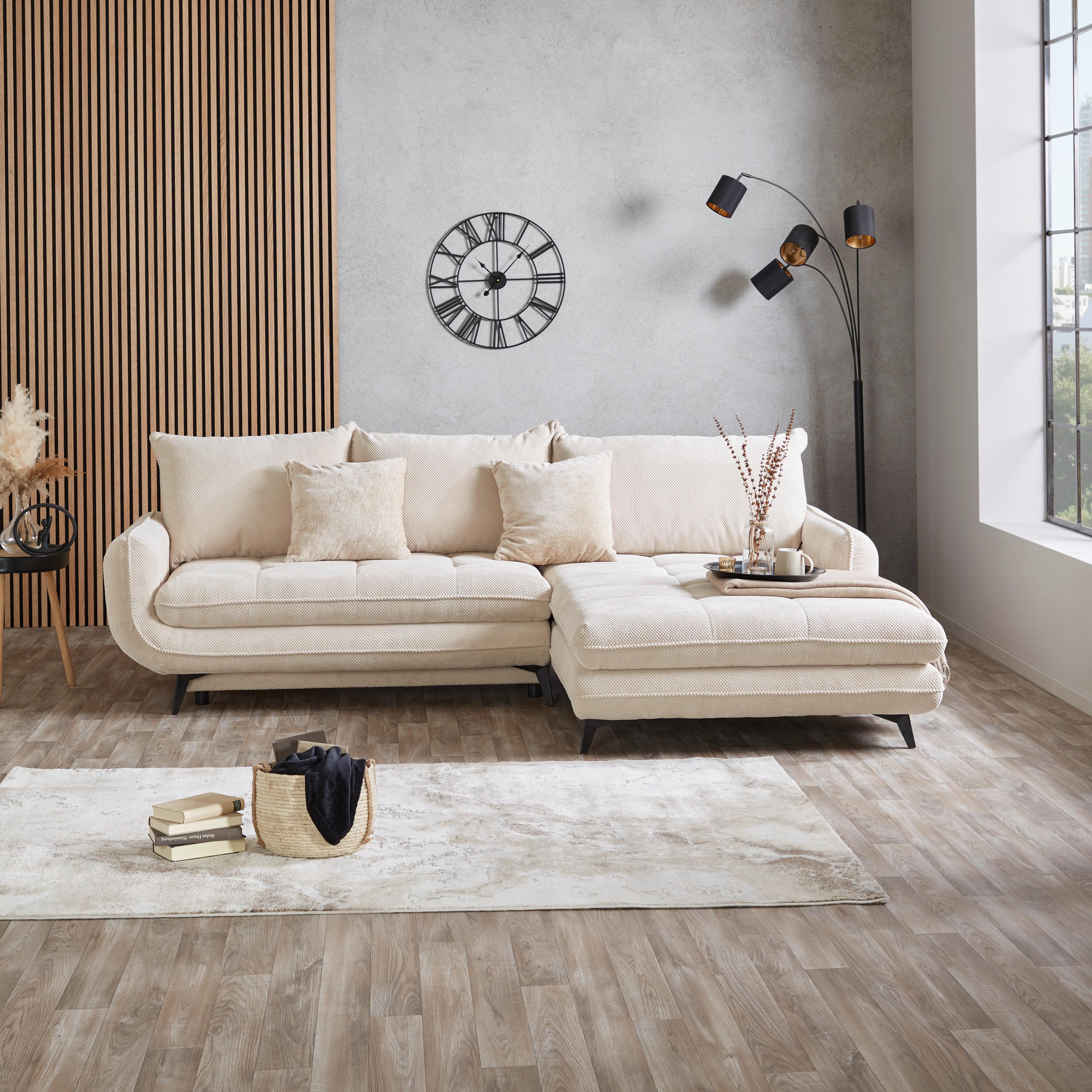 Canapea modulară WAVE - bej, Modern, lemn/metal (266/189cm) - Modern Living
