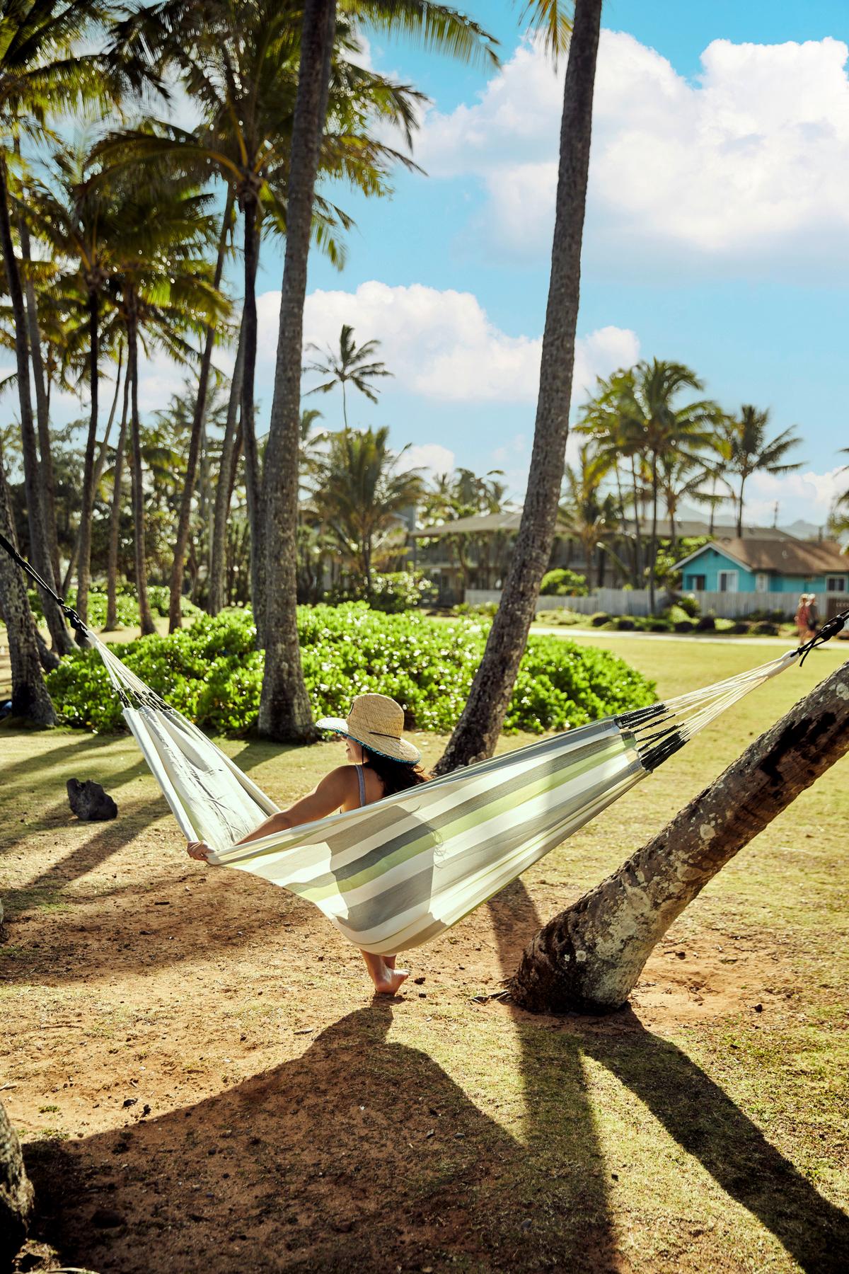 Hängematte Classic Double Hammock Outdoor Weiß/Grün - Weiß/Hellgrün, KONVENTIONELL, Textil (160/350cm) - La Siesta