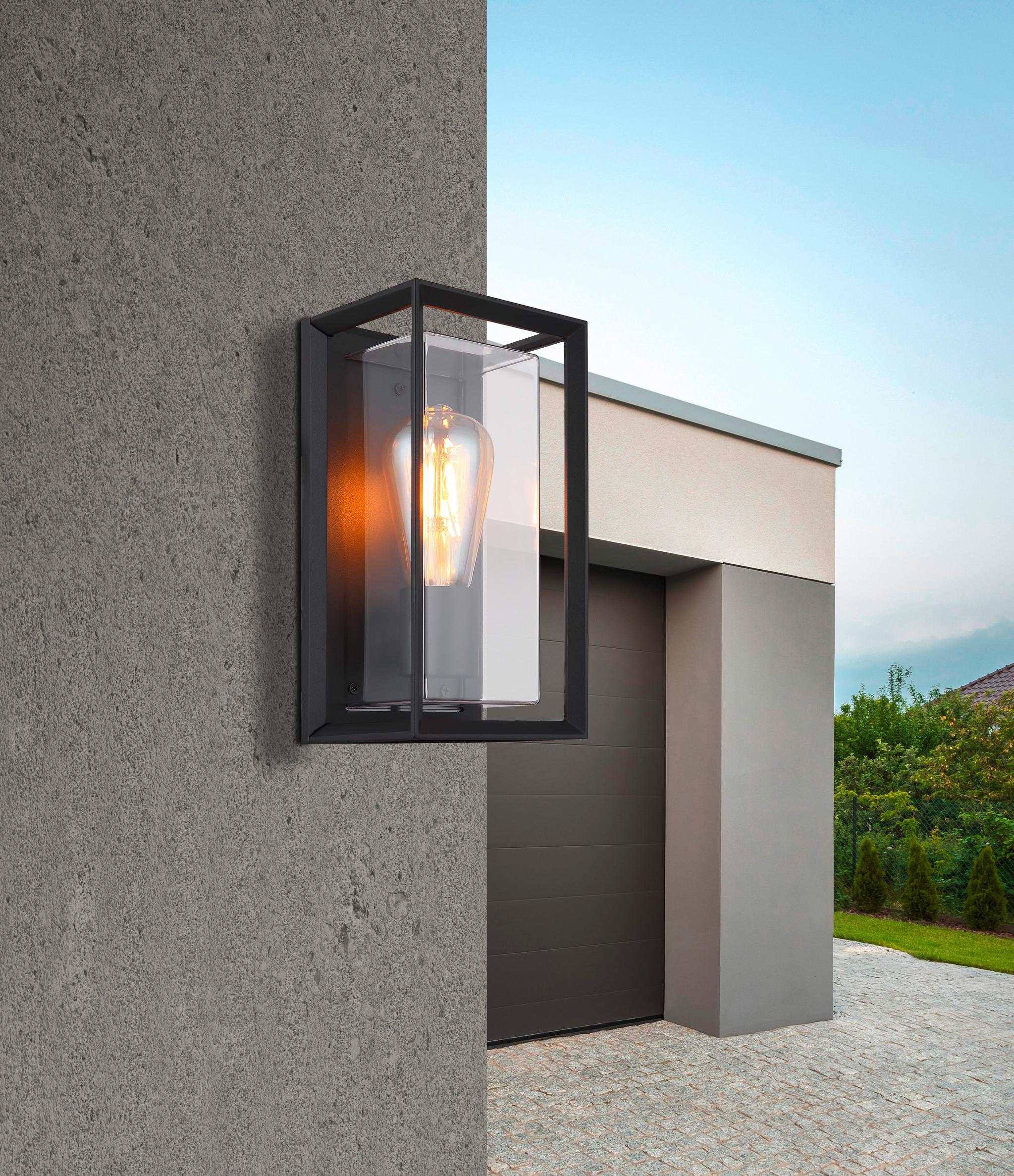 Außenleuchte Logana Schwarz max. 60 Watt - Klar/Schwarz, KONVENTIONELL, Kunststoff/Metall (13/12,2/24,8cm) - Globo