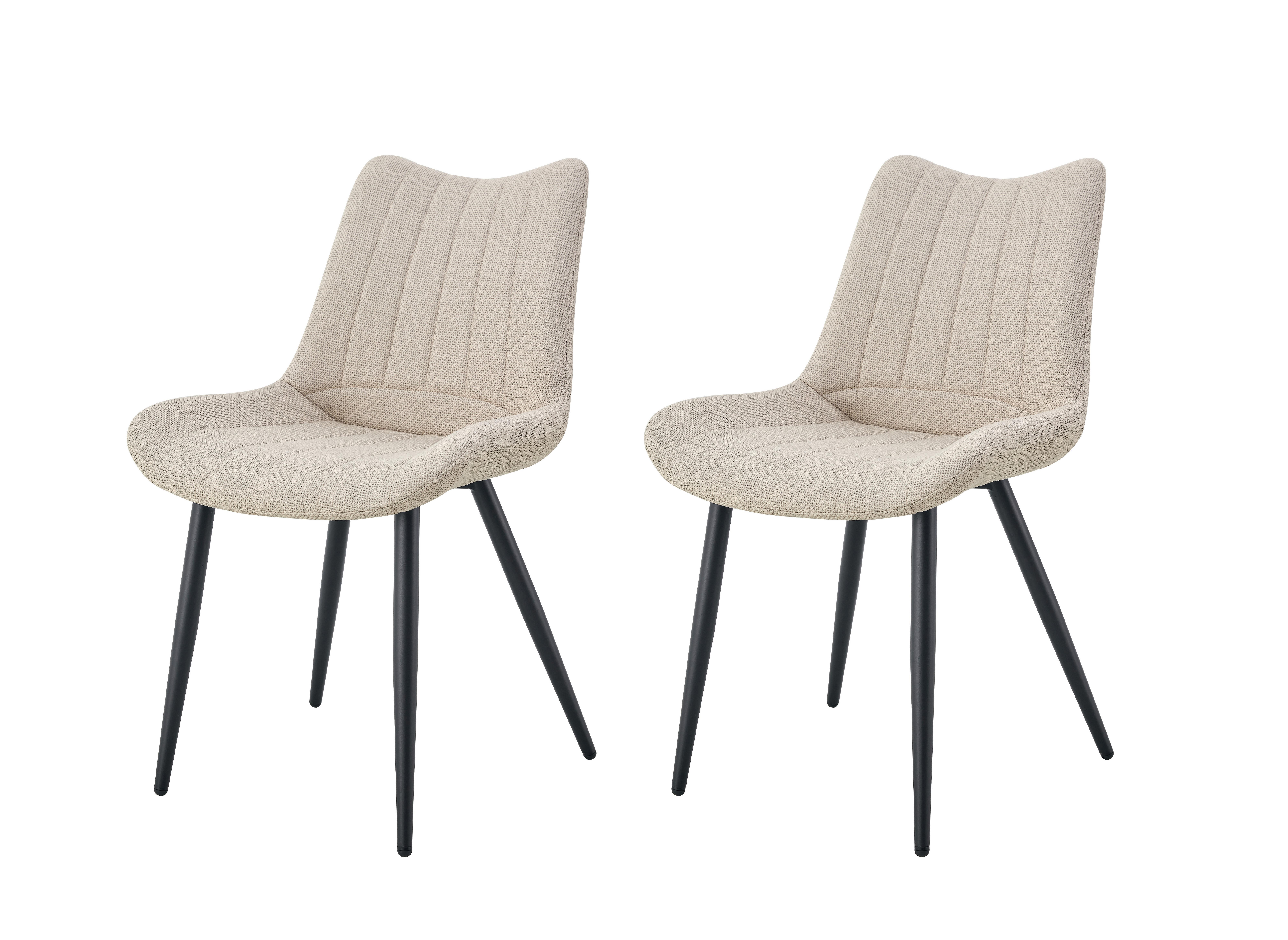 Set Stolov Lotta, Krem Barva, 2 Kos - črna/krem barve, Moderno, kovina/tekstil (53/86/59cm) - MID.YOU