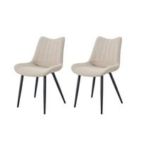 Set Stolov Lotta, Krem Barva, 2 Kos - črna/krem barve, Moderno, kovina/tekstil (53/86/59cm) - MID.YOU