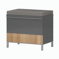 Előszobapad Onyx - krómszínű/diószínű, Modern, faalapú anyag/textil (56/51/35cm)