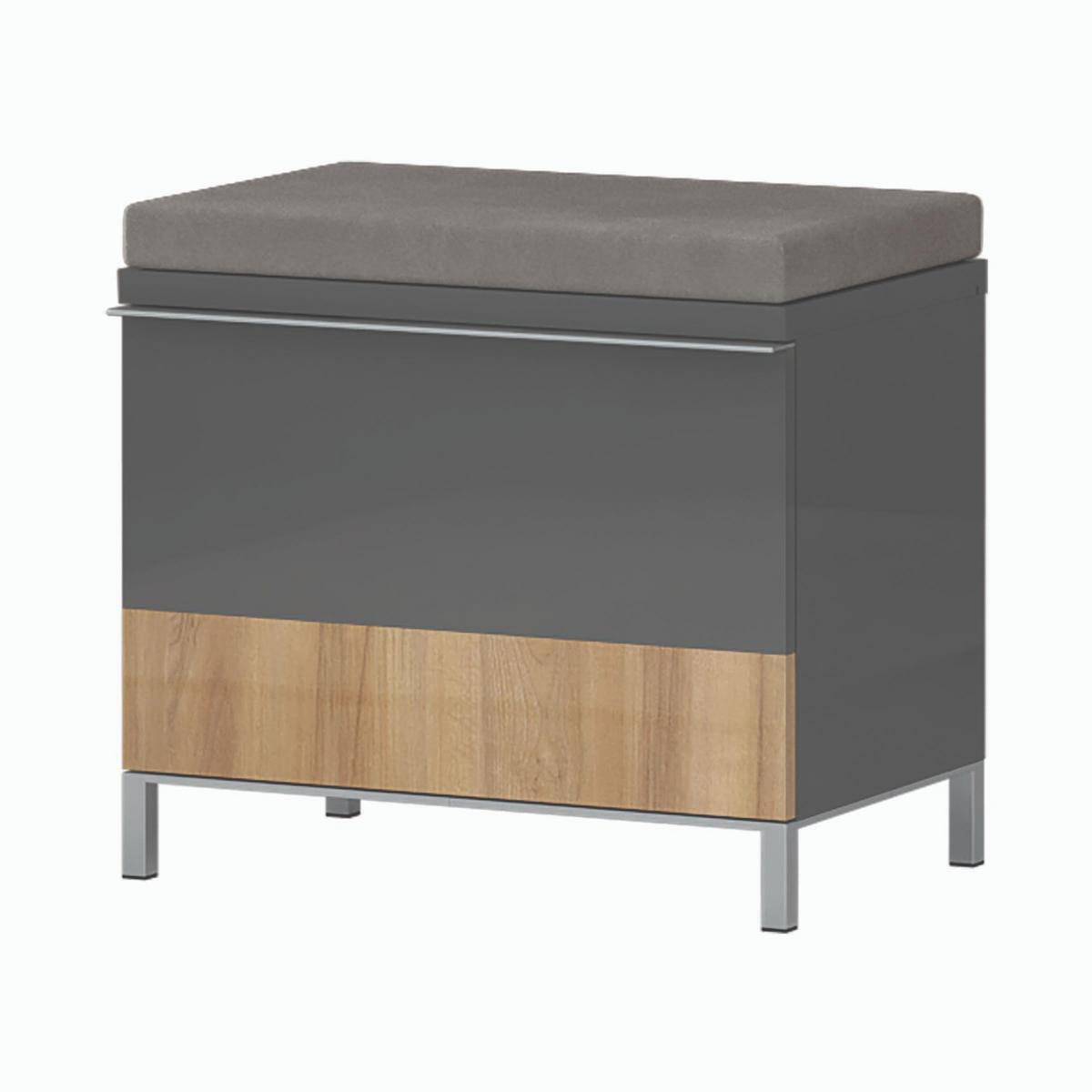 Előszobapad Onyx - krómszínű/diószínű, Modern, faalapú anyag/textil (56/51/35cm)