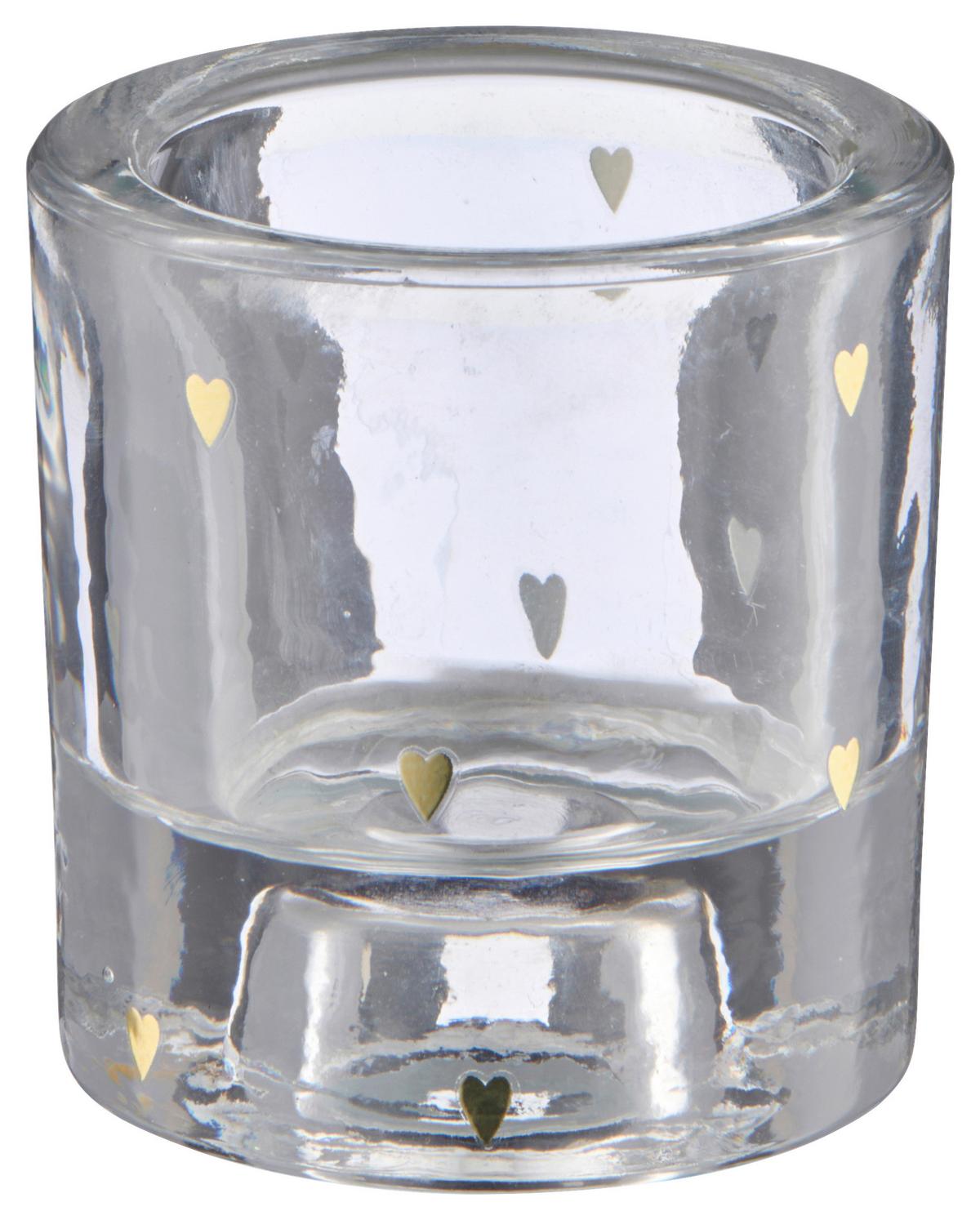 Teelichthalter Herz I Klar/Goldfarben - Klar/Goldfarben, Basics, Glas (6/6,5cm) - Mömax