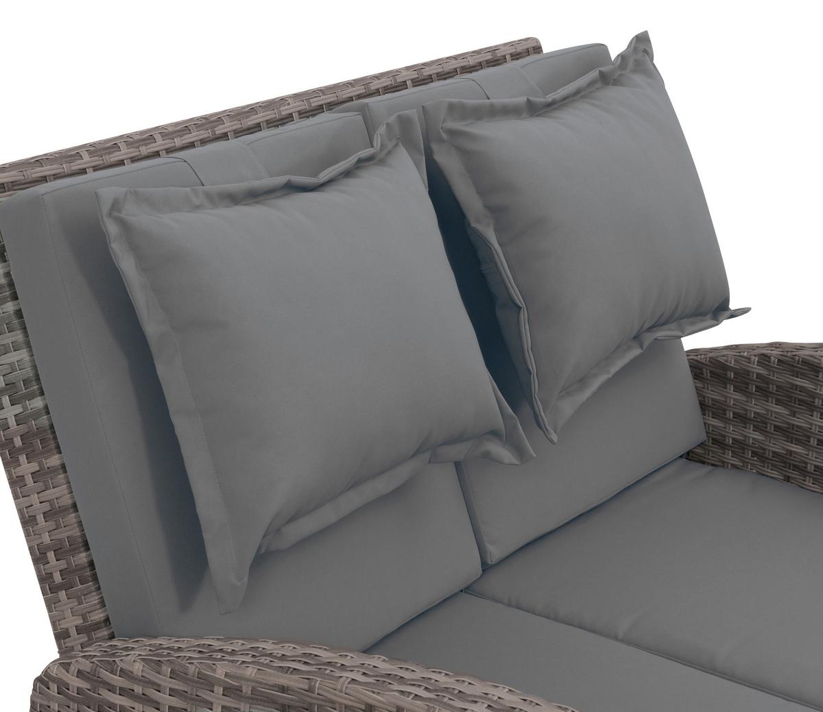 Loungegarnitur 2-teilig Bahia Tobago Holz/Metall mit Kissen - Grau, Basics, Holz/Textil (117/93/74cm) - Gardenson