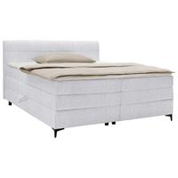 Boxspringbett Bari Hellgrau ca. 200x200cm - Hellgrau/Schwarz, KONVENTIONELL, Textil/Metall (200/200cm) - Mömax