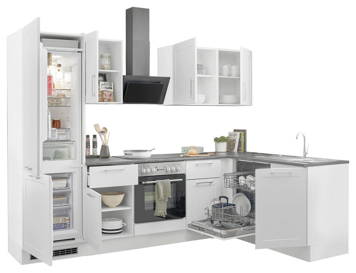 Eckküche Marseille mit Geräten ca. 280x175 cm Weiß - Chromfarben/Anthrazit, Design, Holzwerkstoff/Metall (280/175cm) - P & B