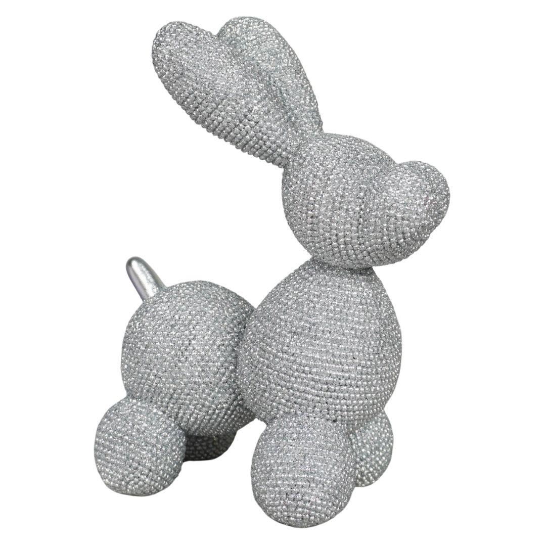Dekor Nyúl Bunnybob - ezüstszínű, műanyag (11/7/15cm)