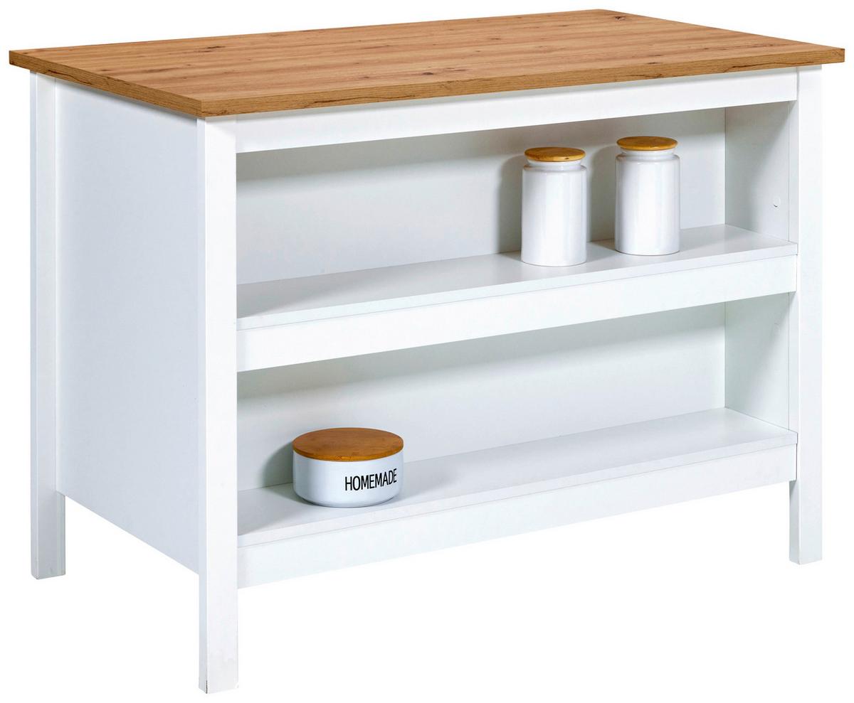 Kücheninsel Sicilia Weiß - Silberfarben/Weiß, MODERN, Holzwerkstoff/Metall (124/91/75cm) - Mömax