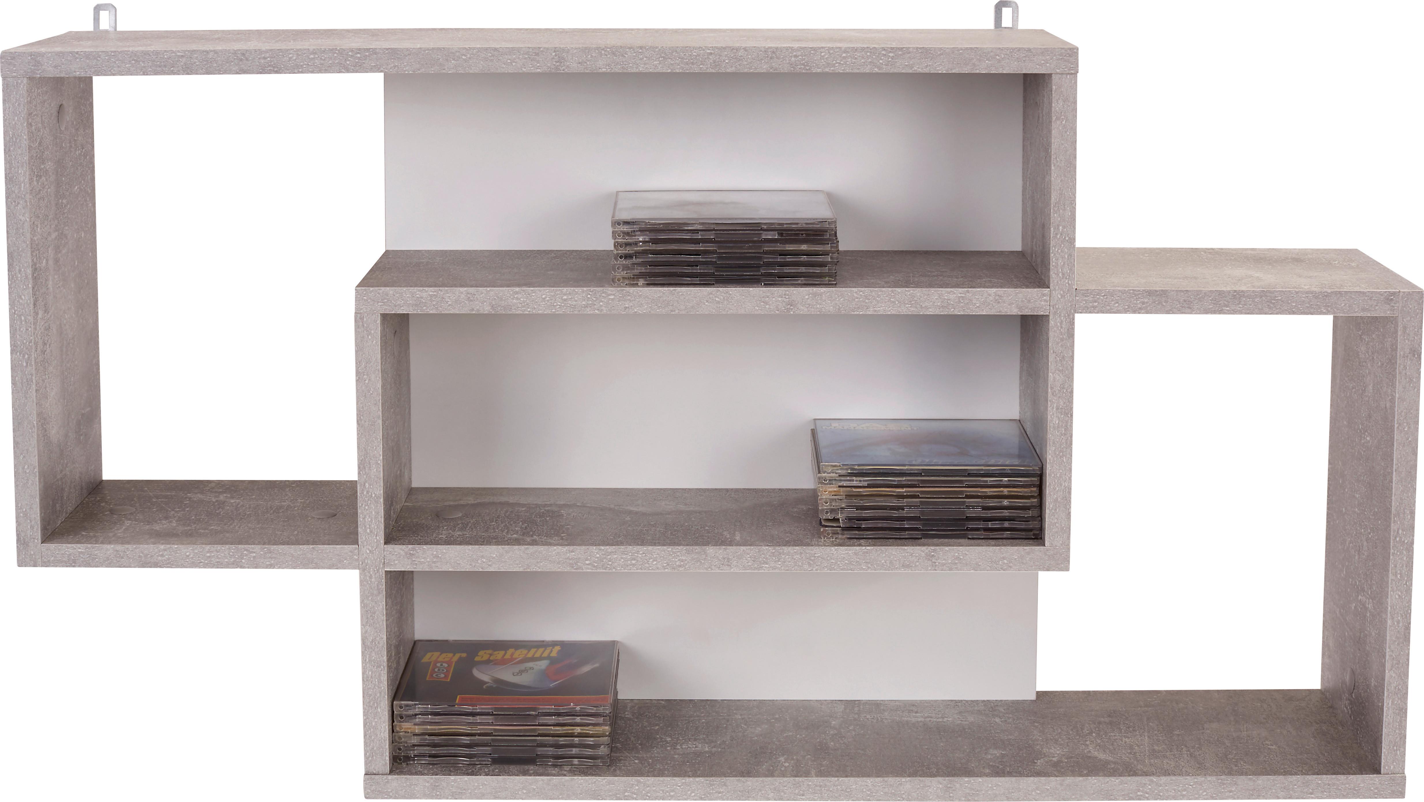 Raft de perete Dream - alb/gri, Modern, material pe bază de lemn (90/48/16cm) - Modern Living