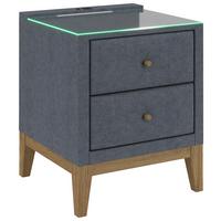 Nachttisch Elena - Blau, Konventionell, Glas/Holz (48/68/45cm) - Sembella