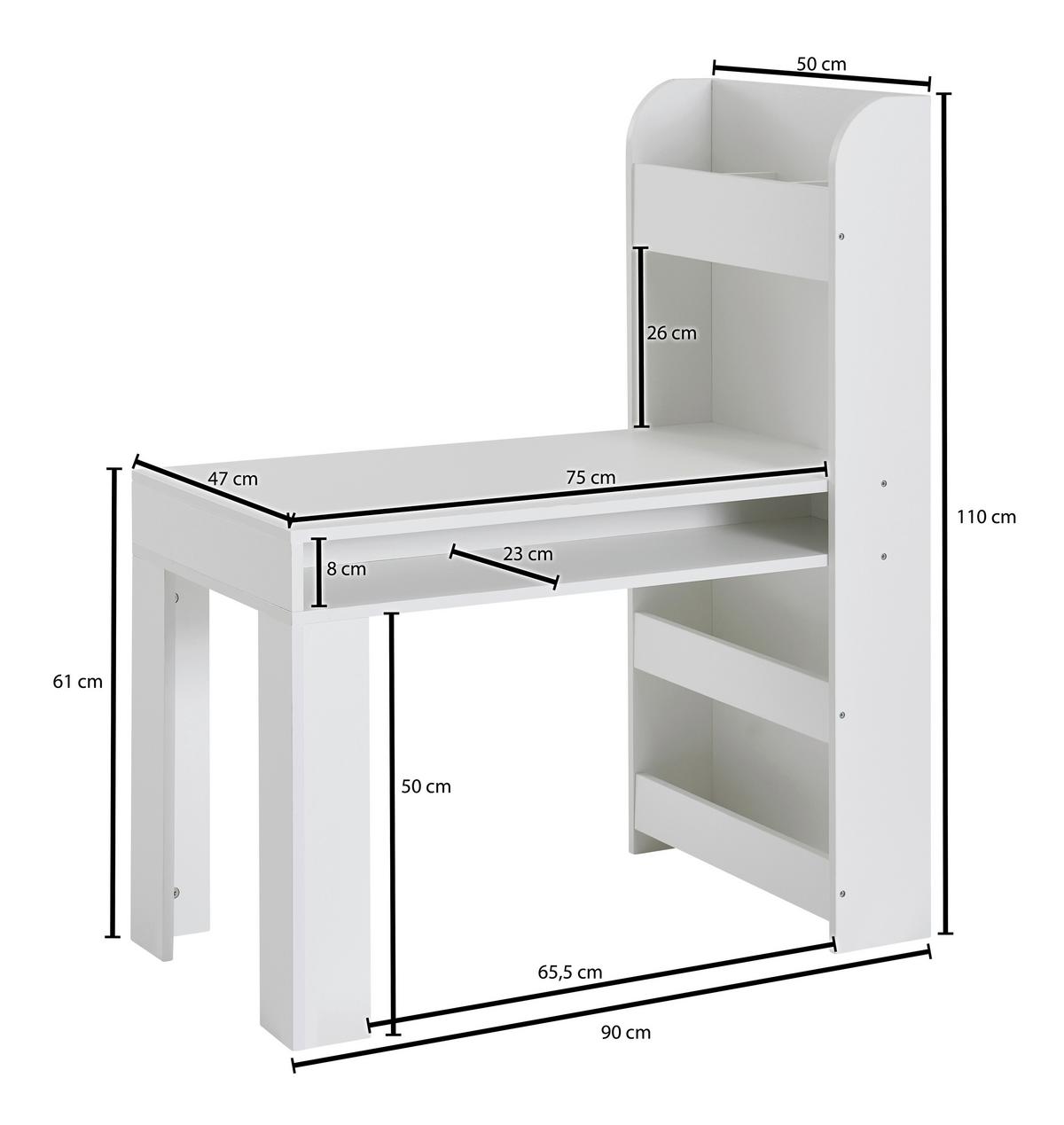 Mladinska Pisalna Miza Wl6.388 - bela, Moderno, leseni material (90/50/110cm) - MID.YOU