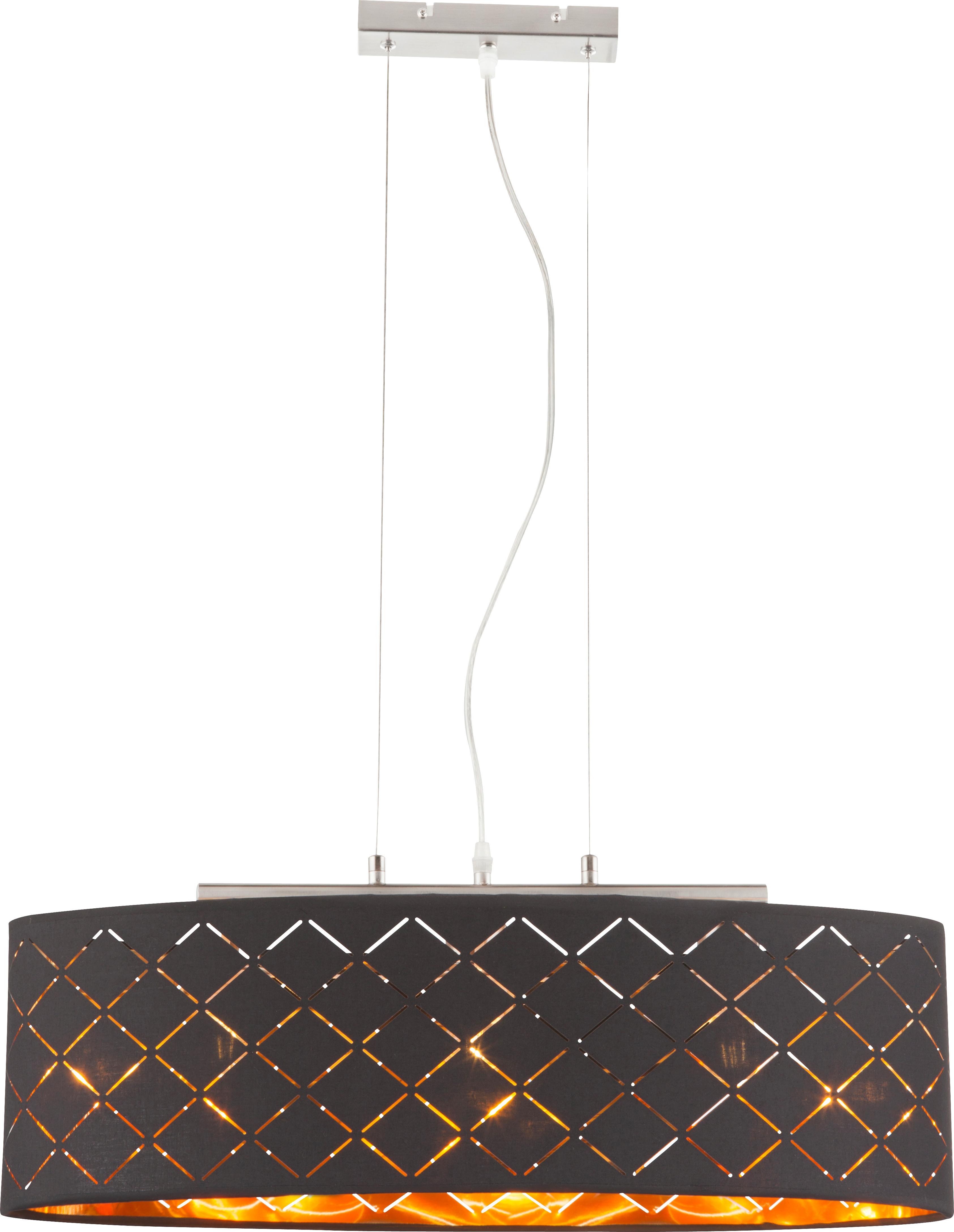 Hängeleuchte Clarke Goldfarben/Schwarz max. 7 Watt - Goldfarben/Schwarz, Basics, Textil/Metall (65/25/140cm) - Globo
