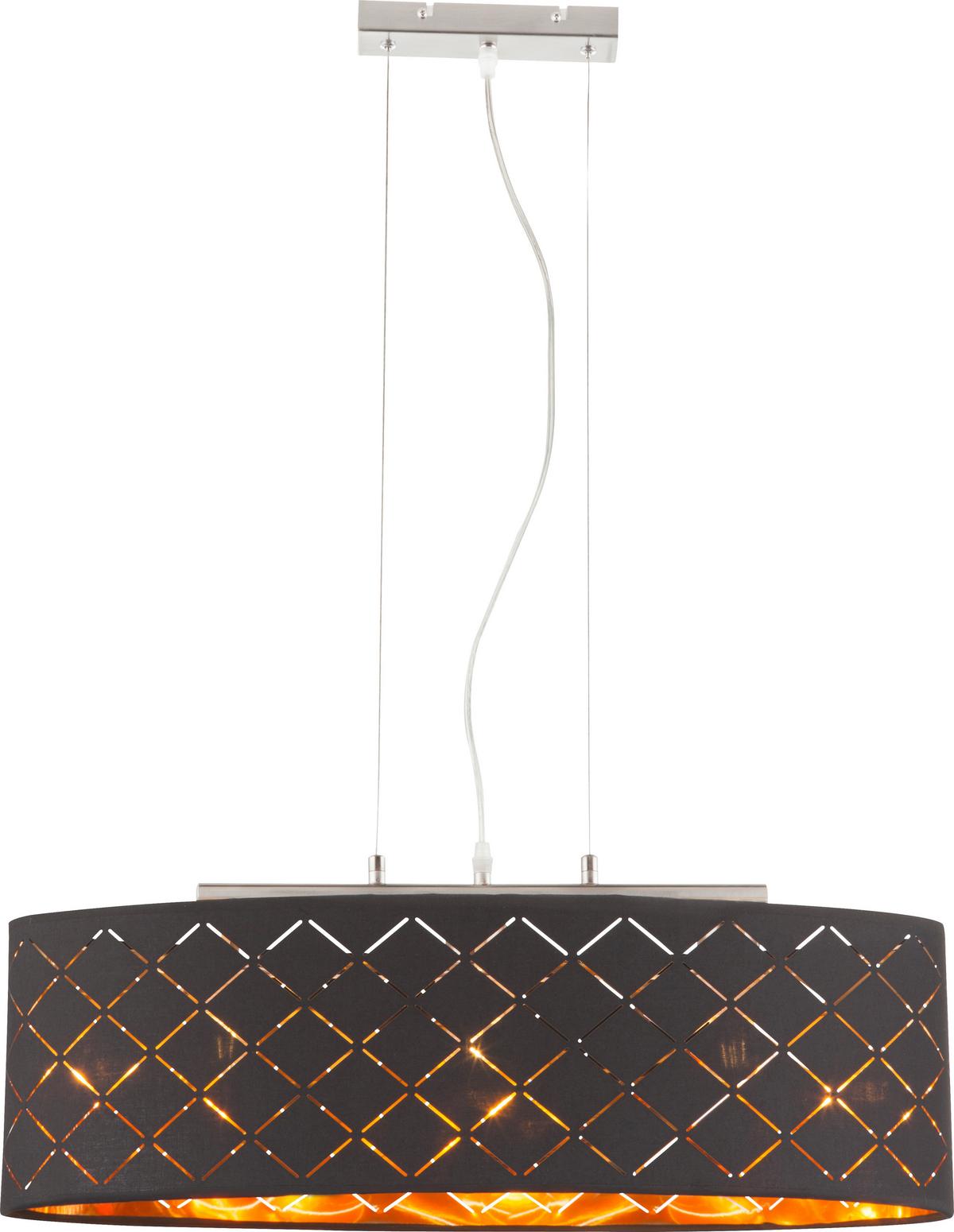 Hängeleuchte Clarke Goldfarben/Schwarz max. 7 Watt - Goldfarben/Schwarz, Basics, Textil/Metall (65/25/140cm) - Globo