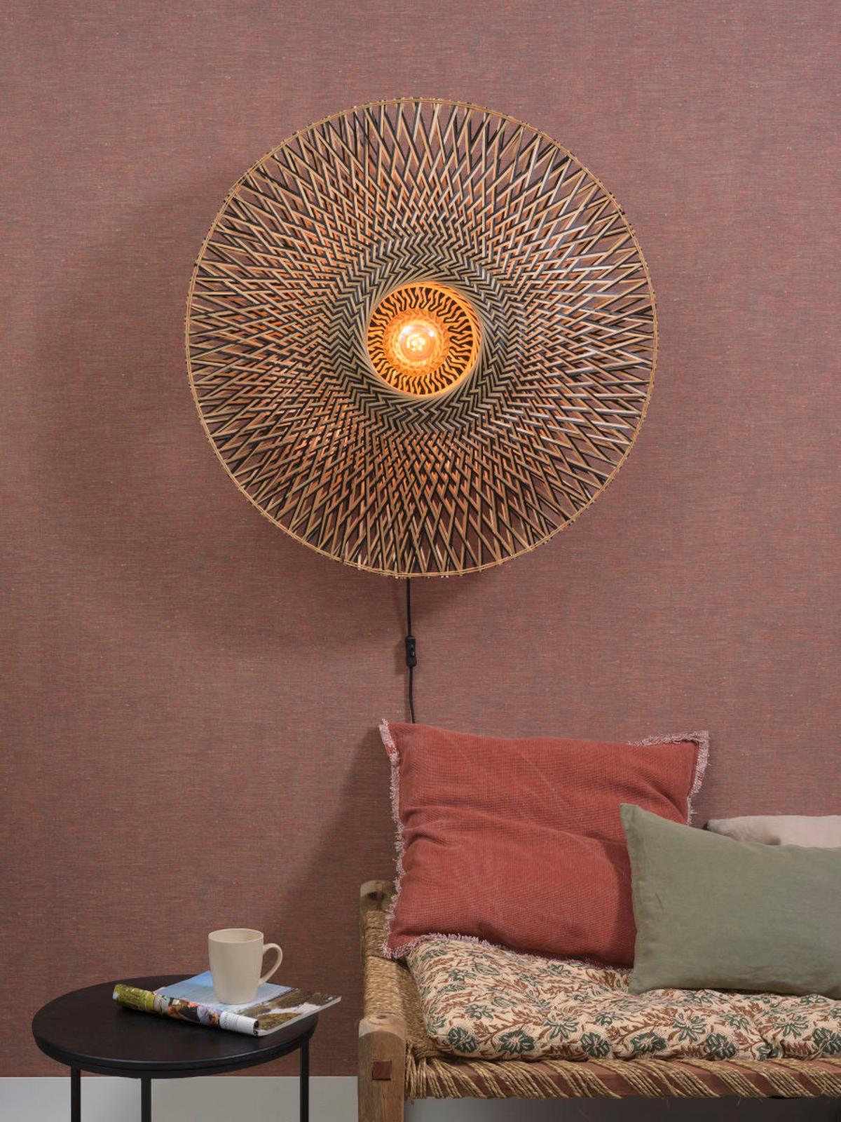 Wandleuchte Bali in Schwarz/Braun max. 40 Watt - Hellbraun/Schwarz, Natur, Naturmaterialien/Metall (87/20cm) - Good & Mojo